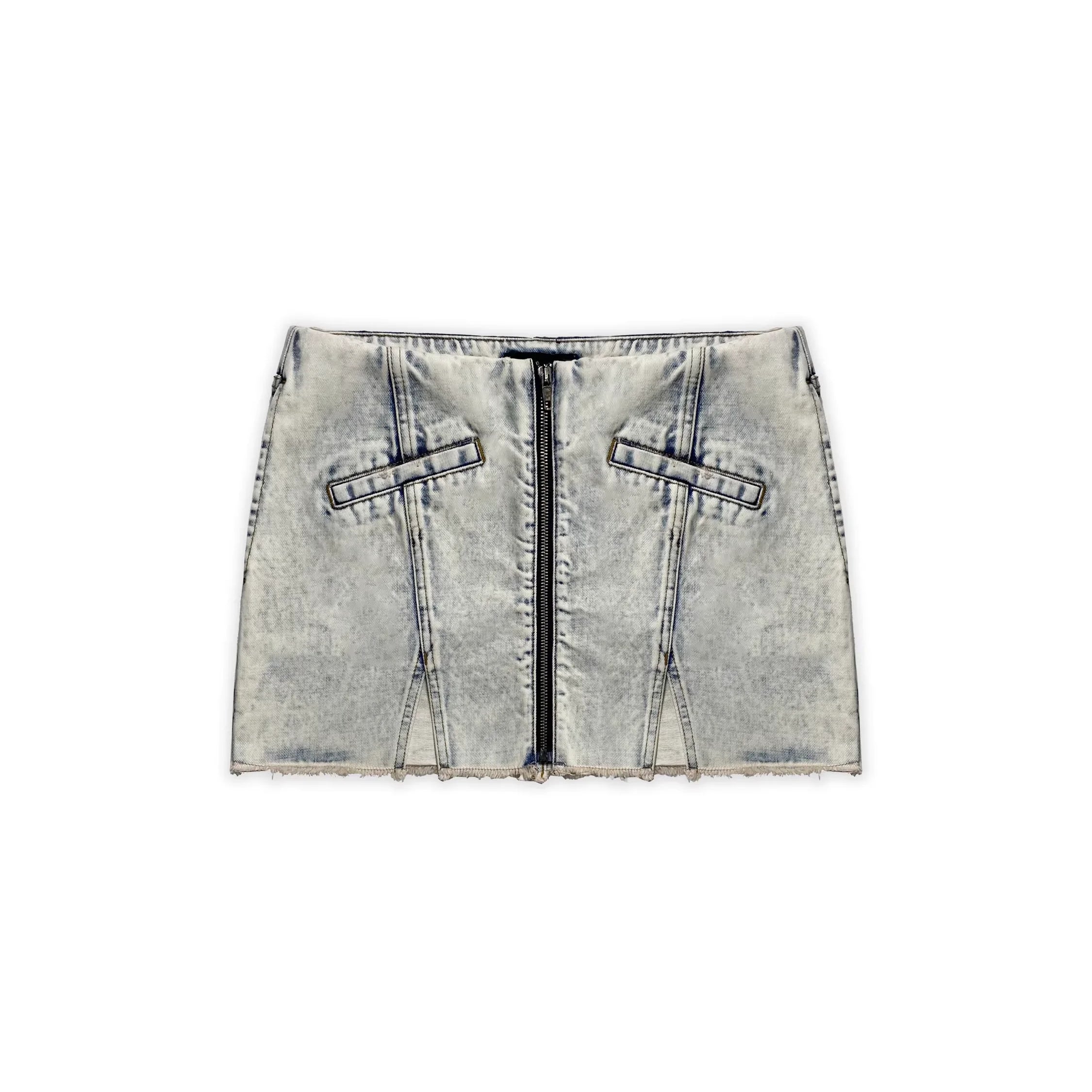 MASONPRINCE Women's Distressed Denim Halter Top and Mini Skirt Set