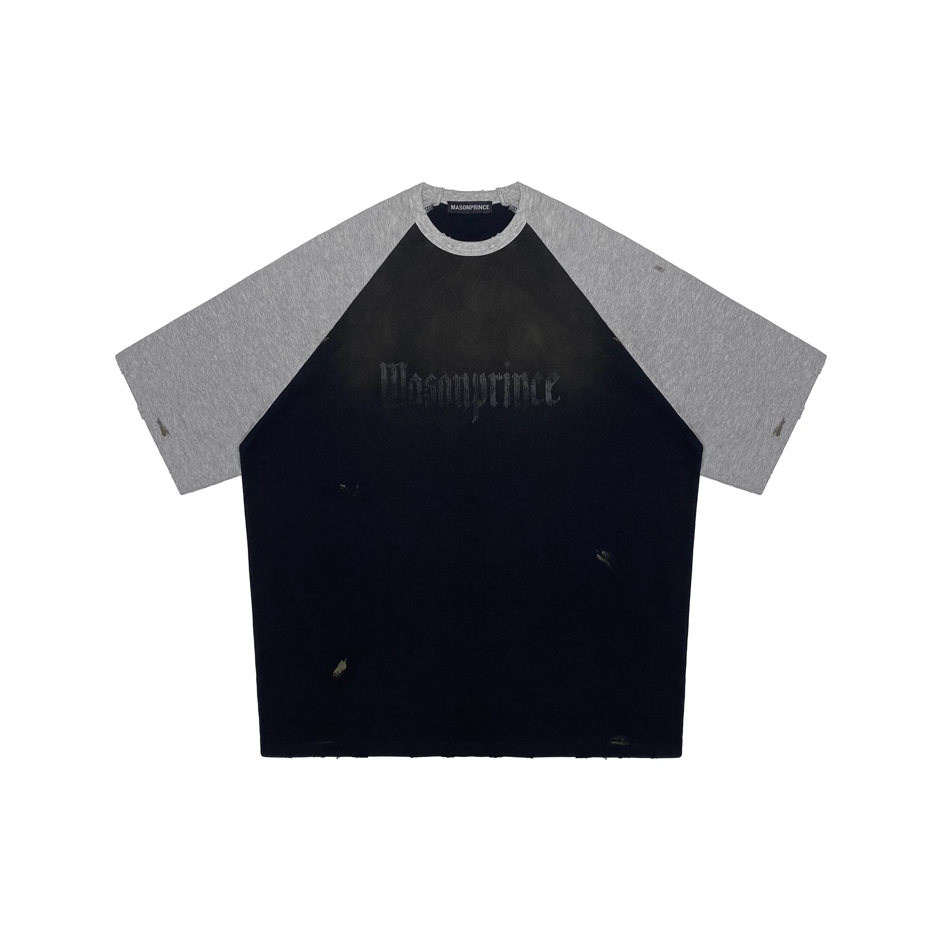MASONPRINCE Men's Colorblock Distressed Raglan Sleeve T-Shirt