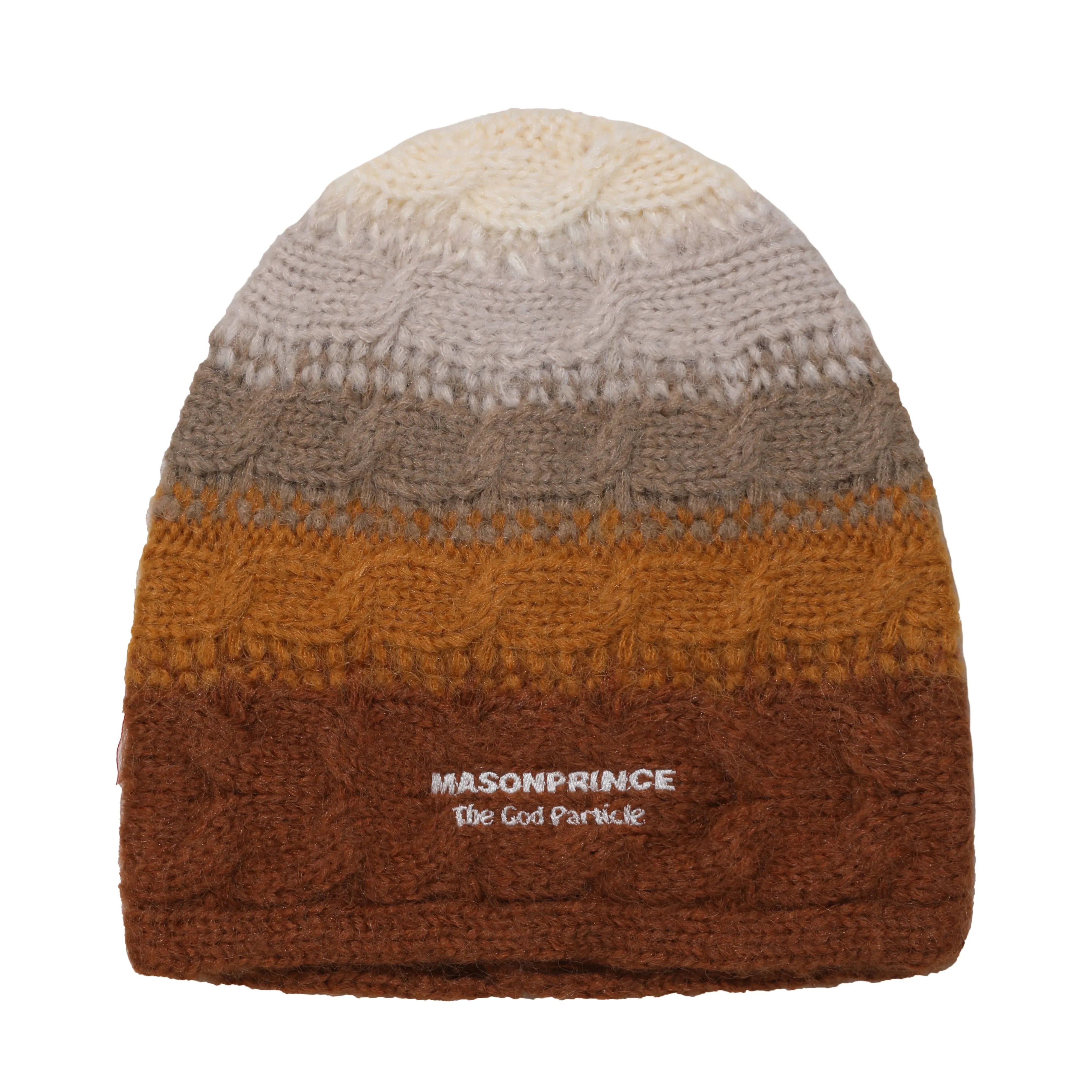MASONPRINCE Gradient Striped Fuzzy Knit Beanie