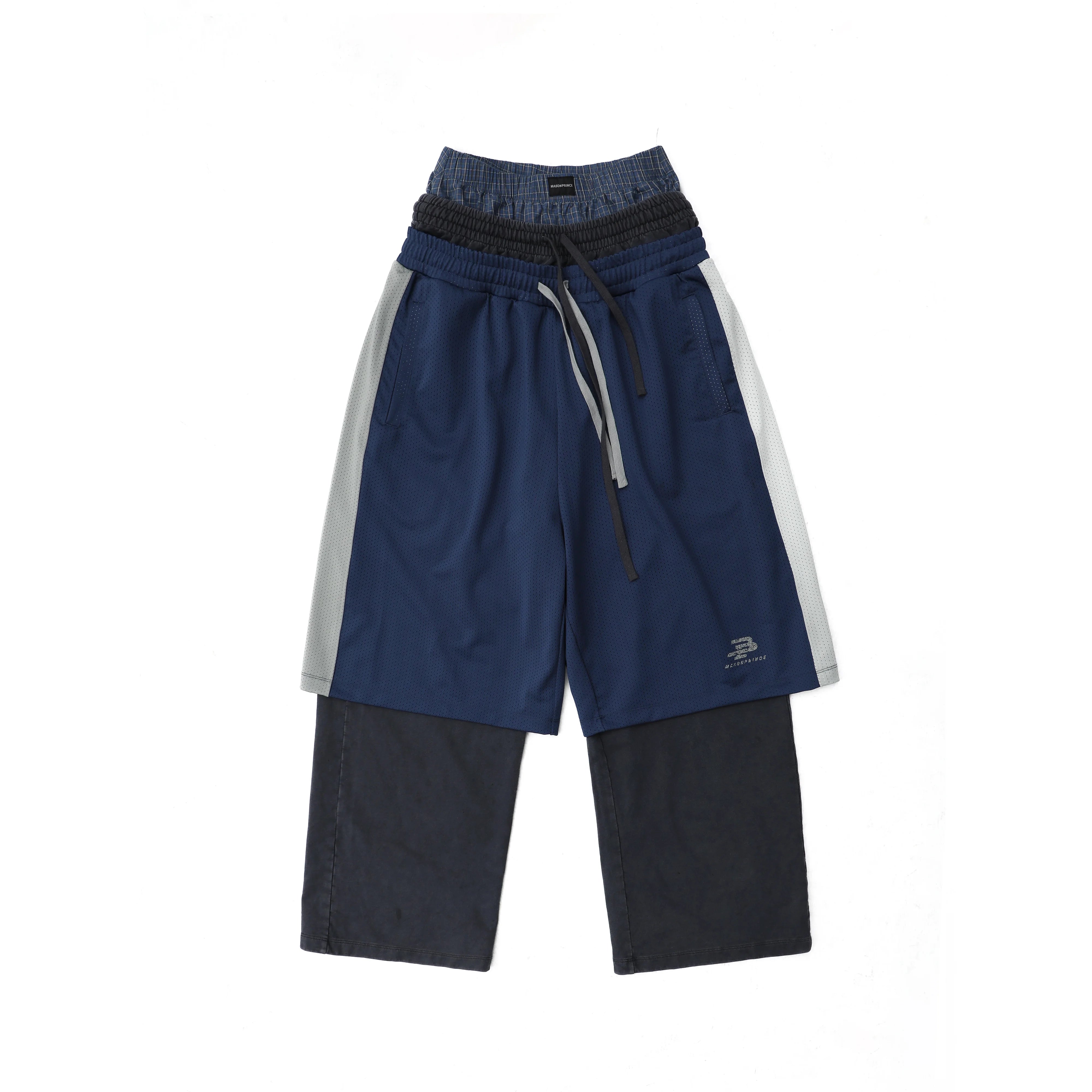 MASONPRINCE Multi-Layer Mesh Star Patchwork Casual Pants