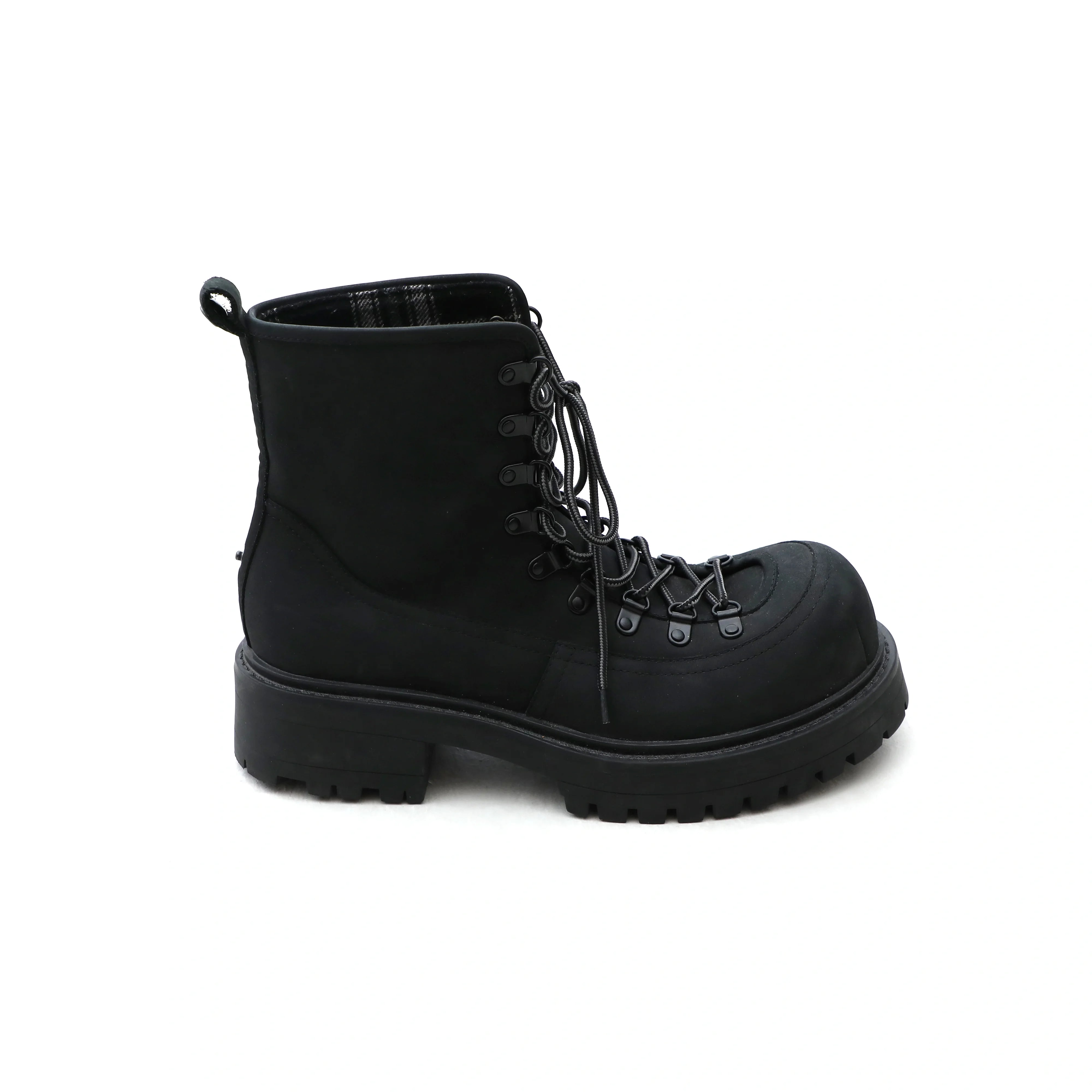 MASONPRINCE Convertible Combat Workwear Boots with Plaid Lining