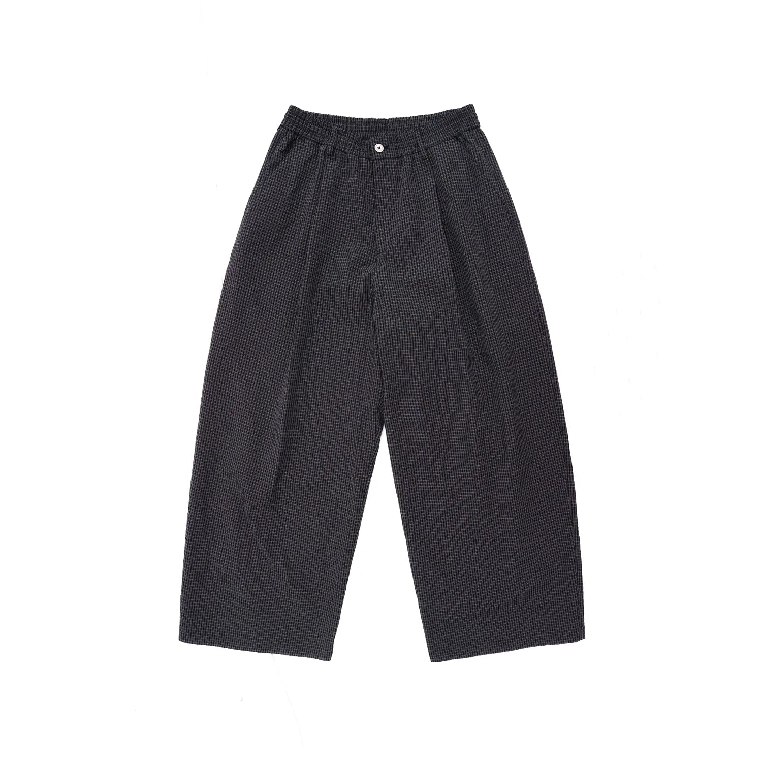 MASONPRINCE Black and White Plaid Wide-Leg Casual Pants