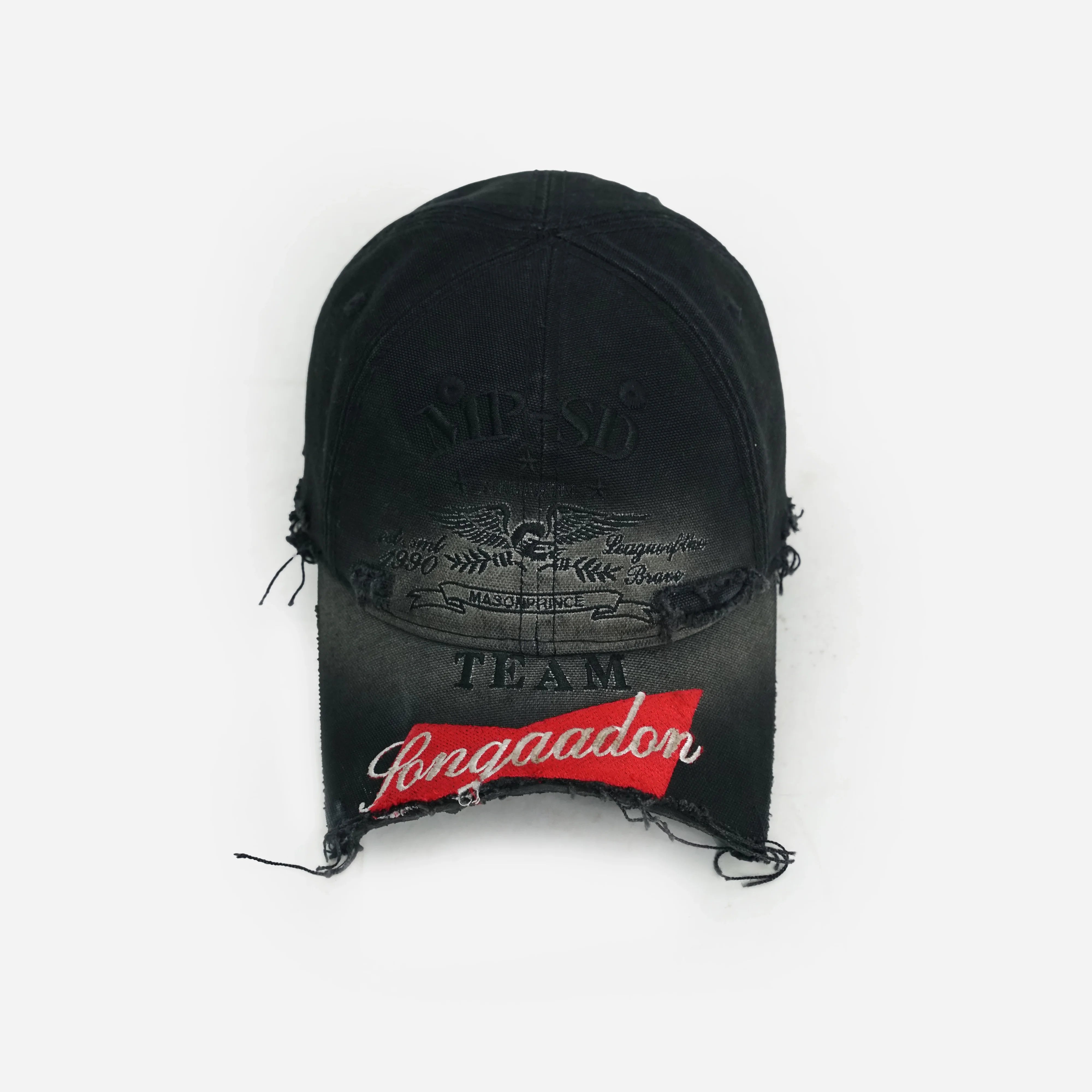 MASONPRINCE Distressed Vintage Baseball Cap with Embroidered Patches