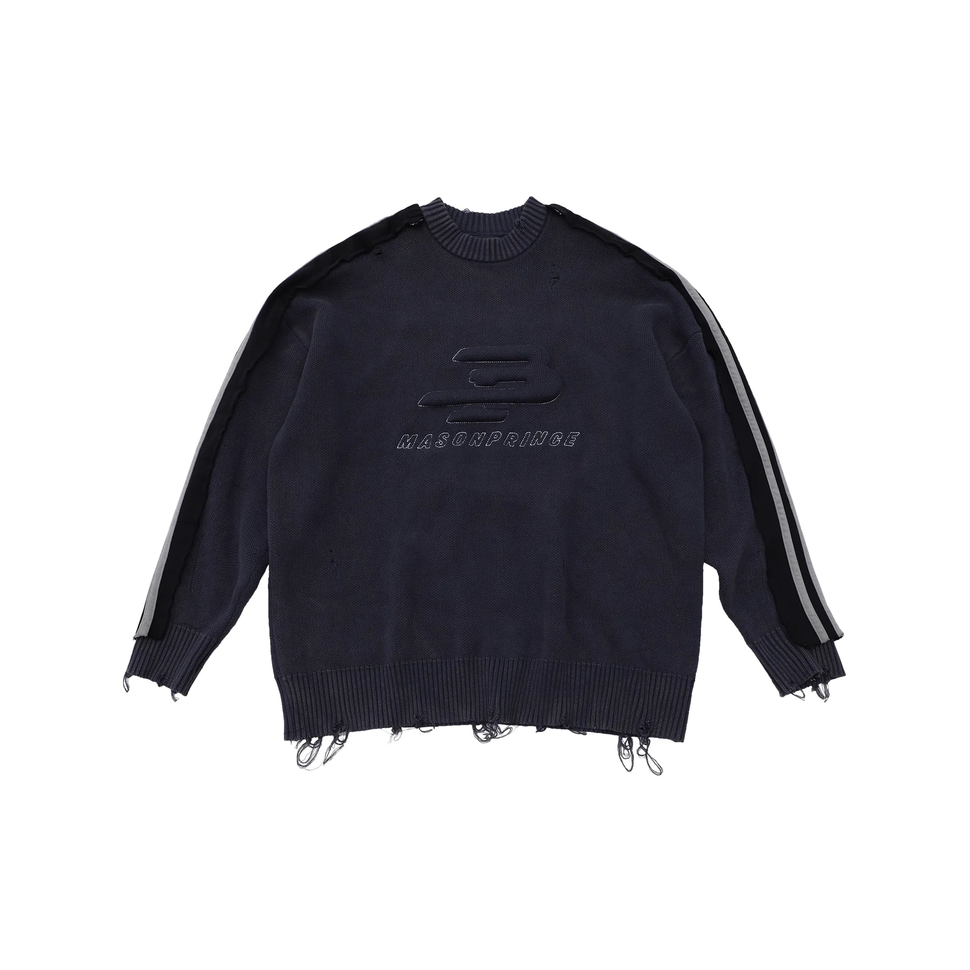 MASONPRINCE Unisex 3D Embroidered Faded Stripe Knit Sweater