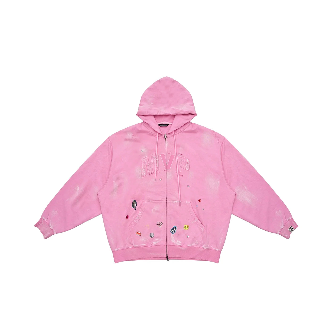 MASONPRINCE Oversized Knit Hoodie and Wide-Leg Pant Set with Graphic Appliqué