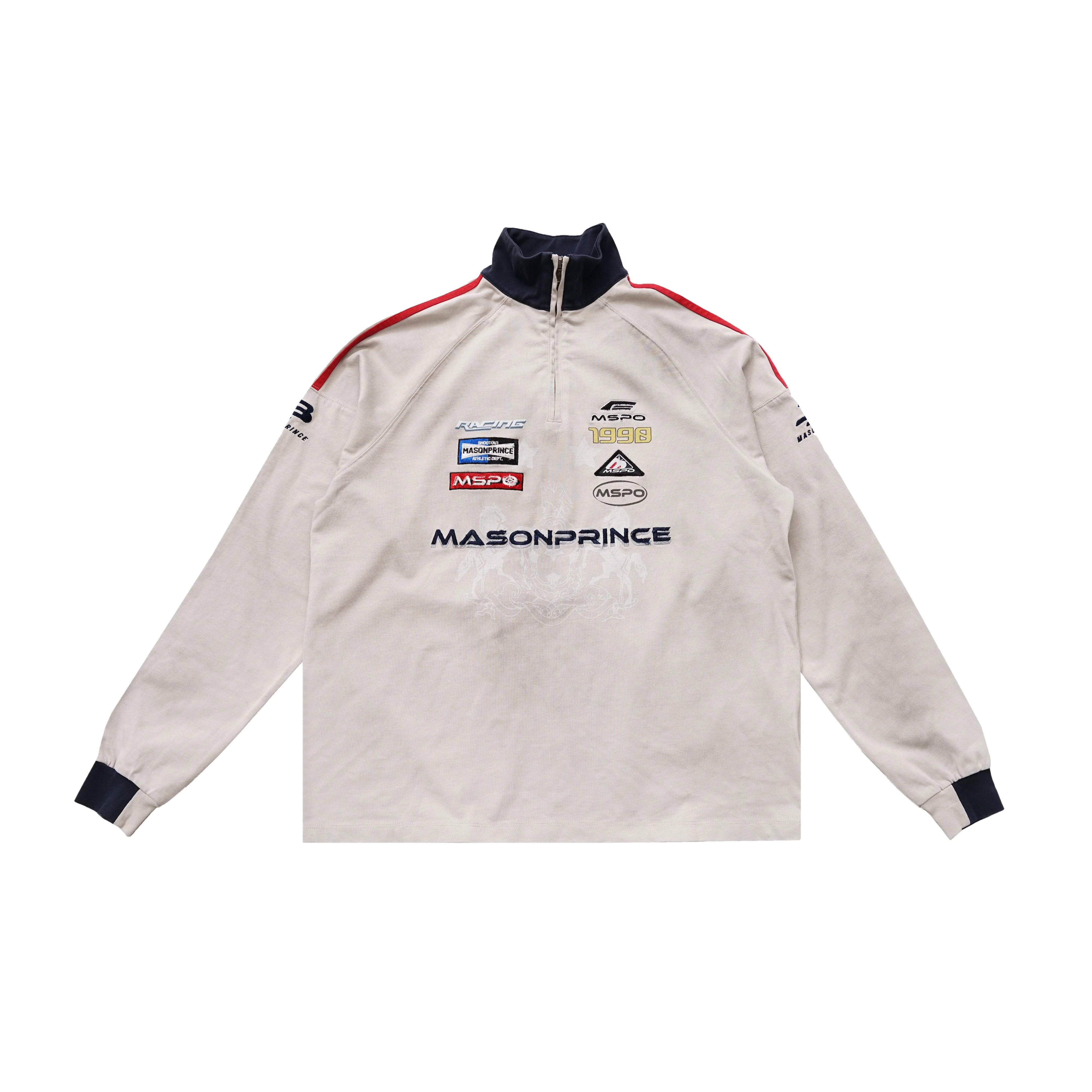 MASONPRINCE Men's Stand Collar Vintage Striped Racing Sweatshirt