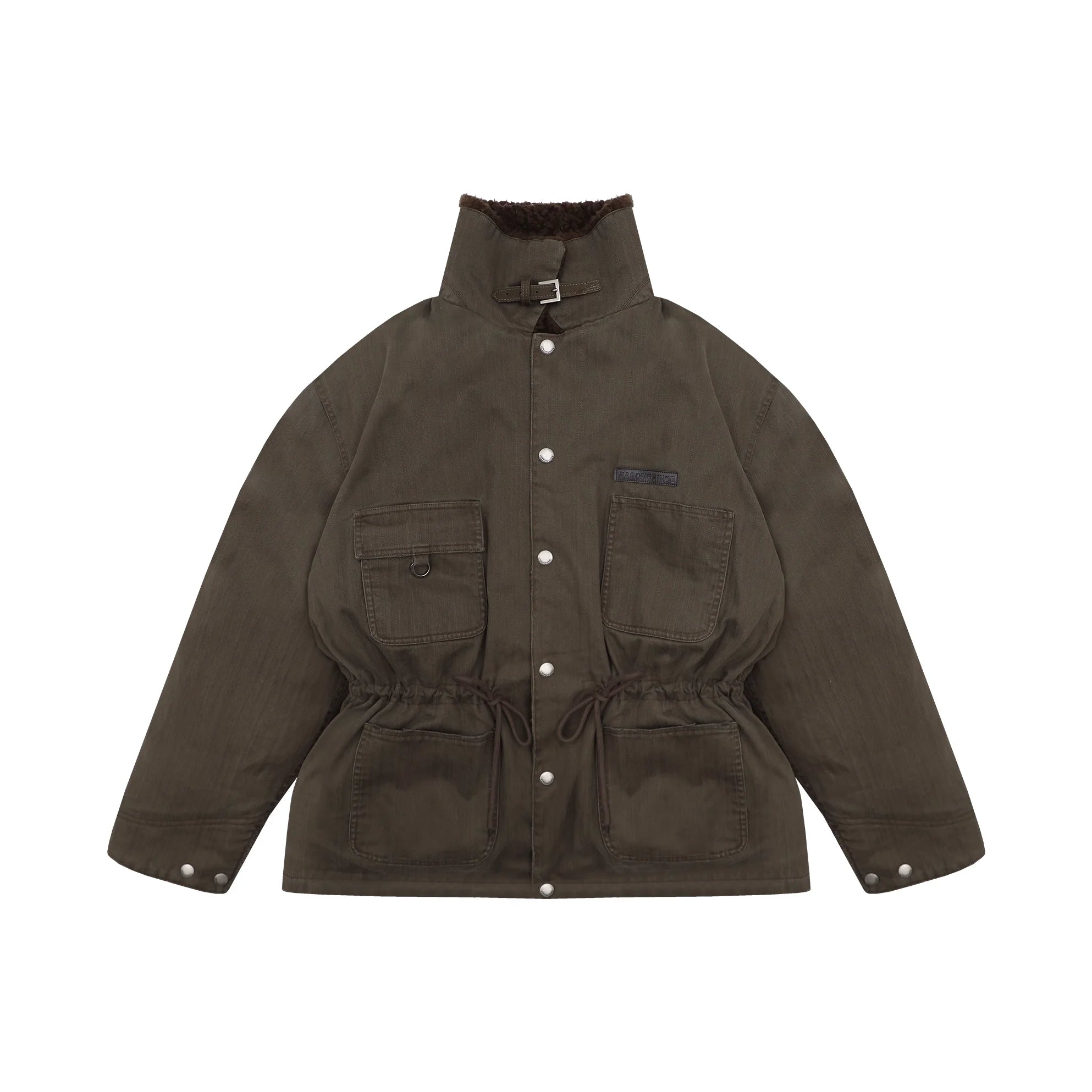 MASONPRINCE Men's High-Neck Utility Puffer Jacket with Sherpa Lining