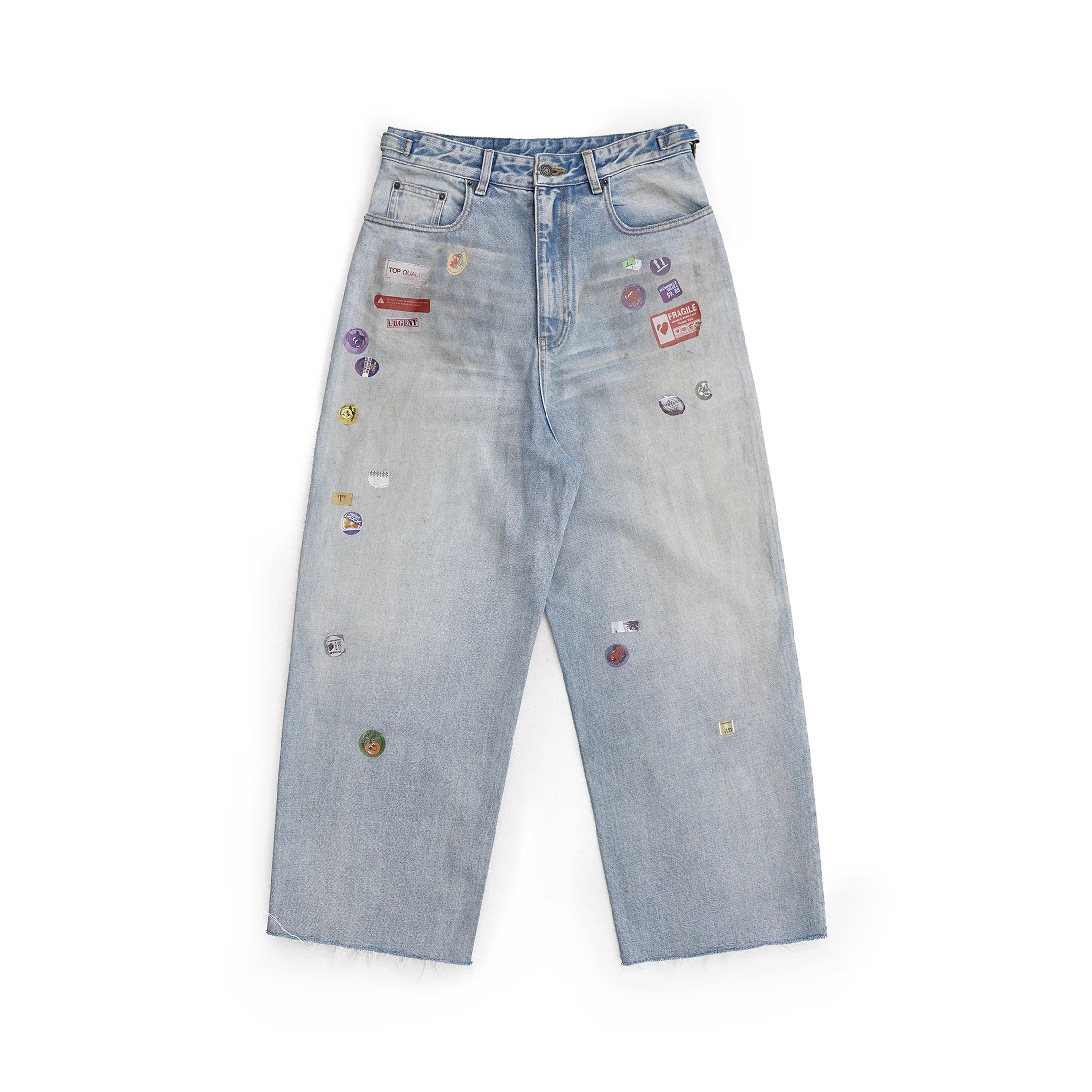 MASONPRINCE Men's Patchwork Wide-Leg Denim Jeans