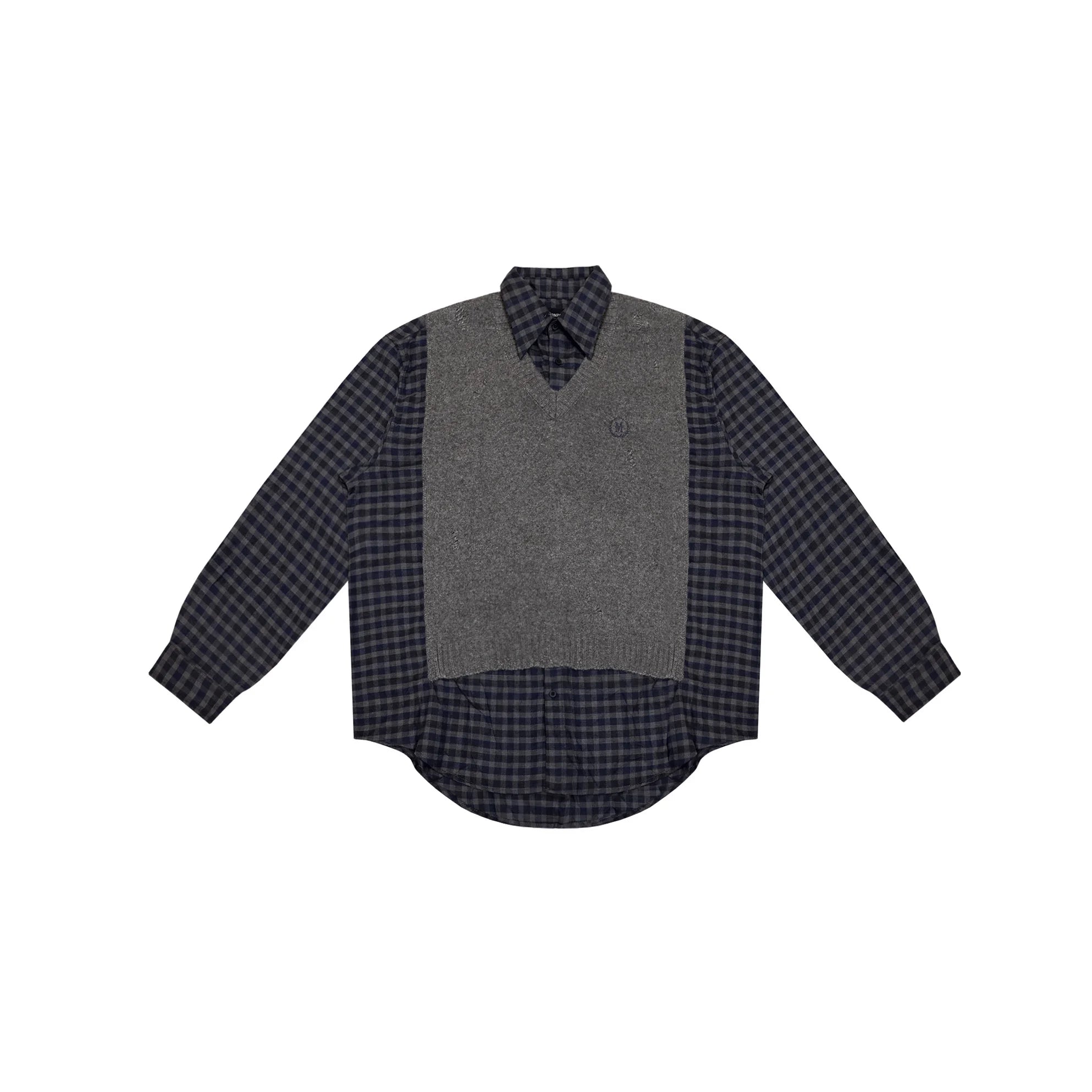 MASONPRINCE Men's Two-Piece Sweater Vest and Plaid Shirt Dress Set