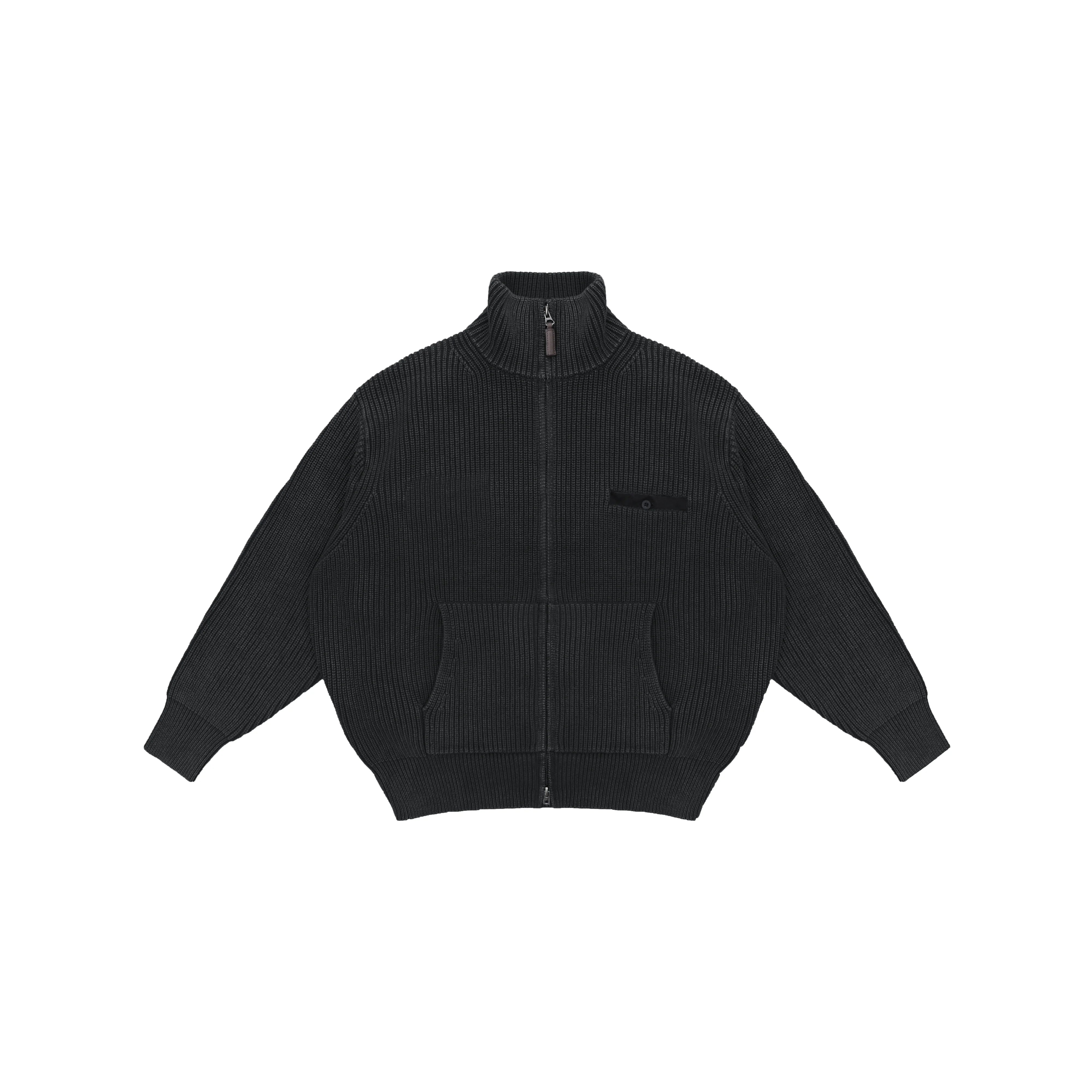 MASONPRINCE Women's Thick Knit Zip-Up Cardigan with Patch Pocket