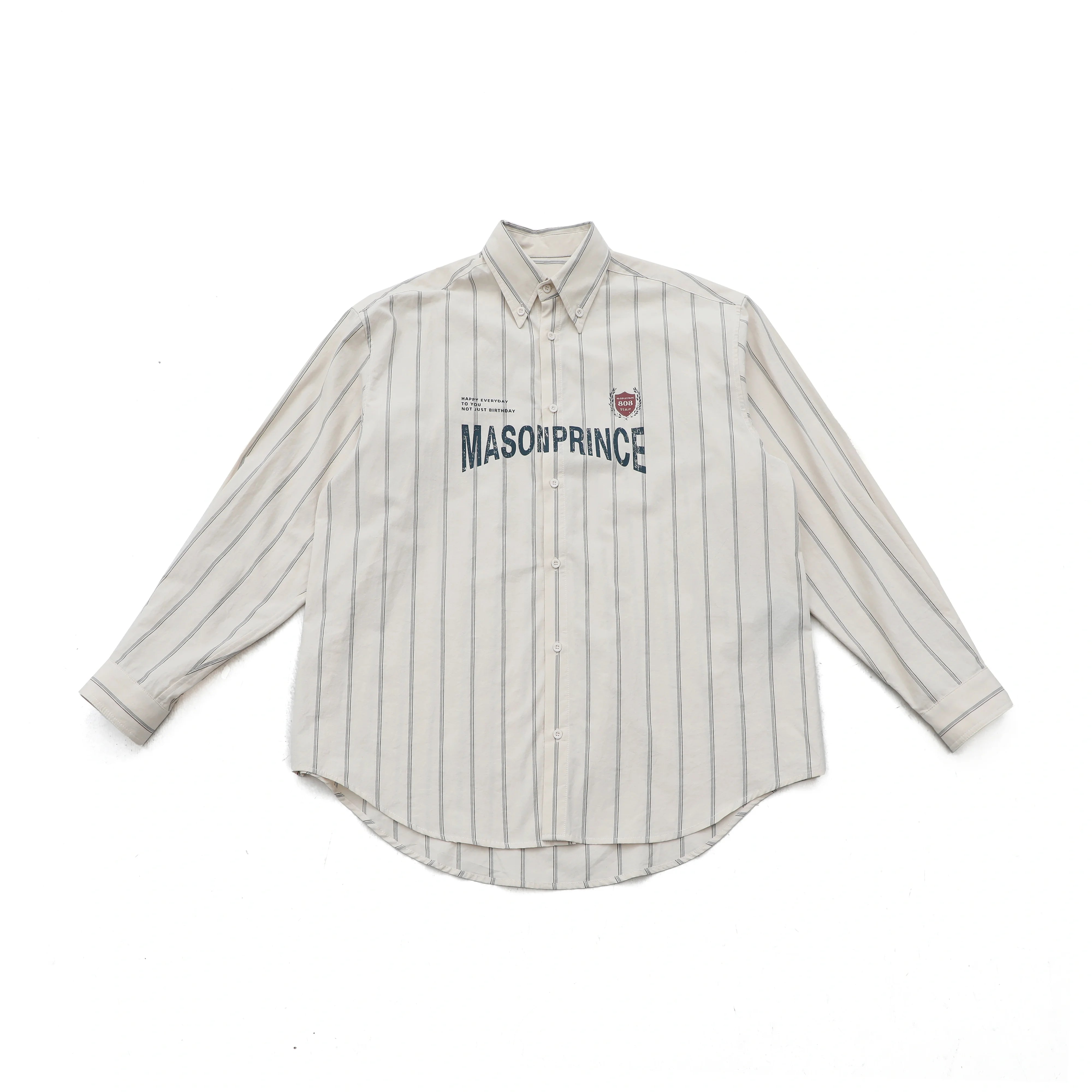 MASONPRINCE Men's Vintage Striped Long Sleeve Shirt