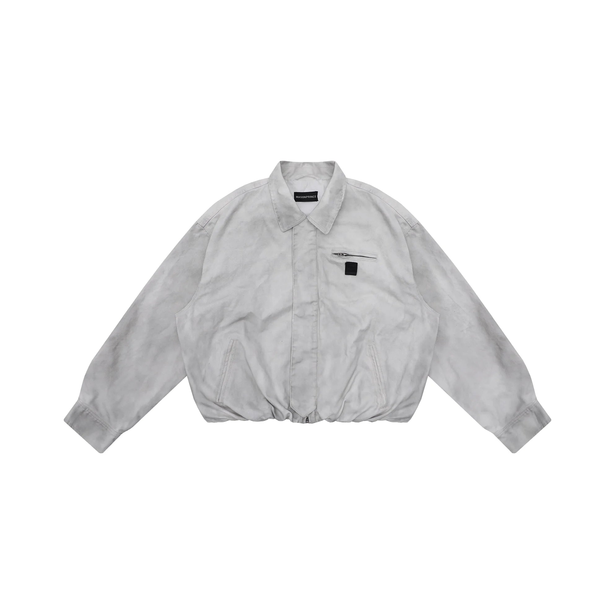MASONPRINCE Men's Oversized Distressed Workwear Jacket with Wide Collar