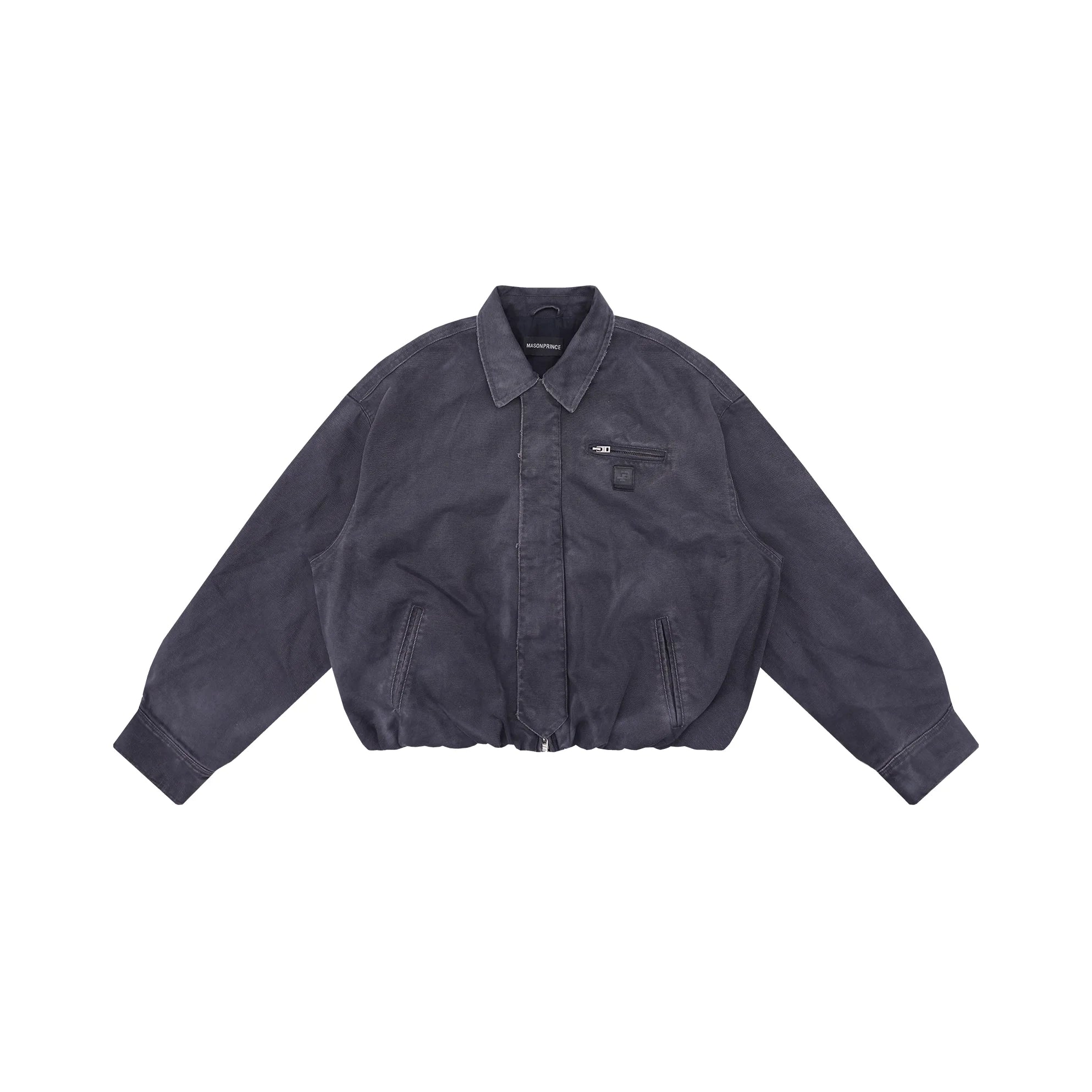 MASONPRINCE Men's Oversized Distressed Workwear Jacket with Wide Collar