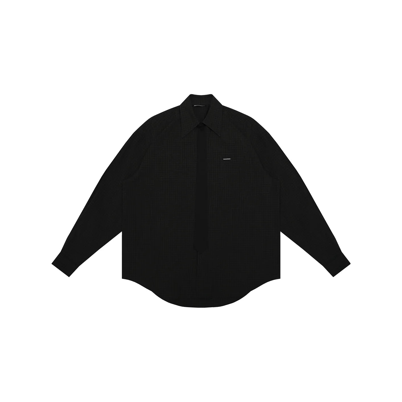 MASONPRINCE Oversized Plaid Long Sleeve Shirt with Faux Tie