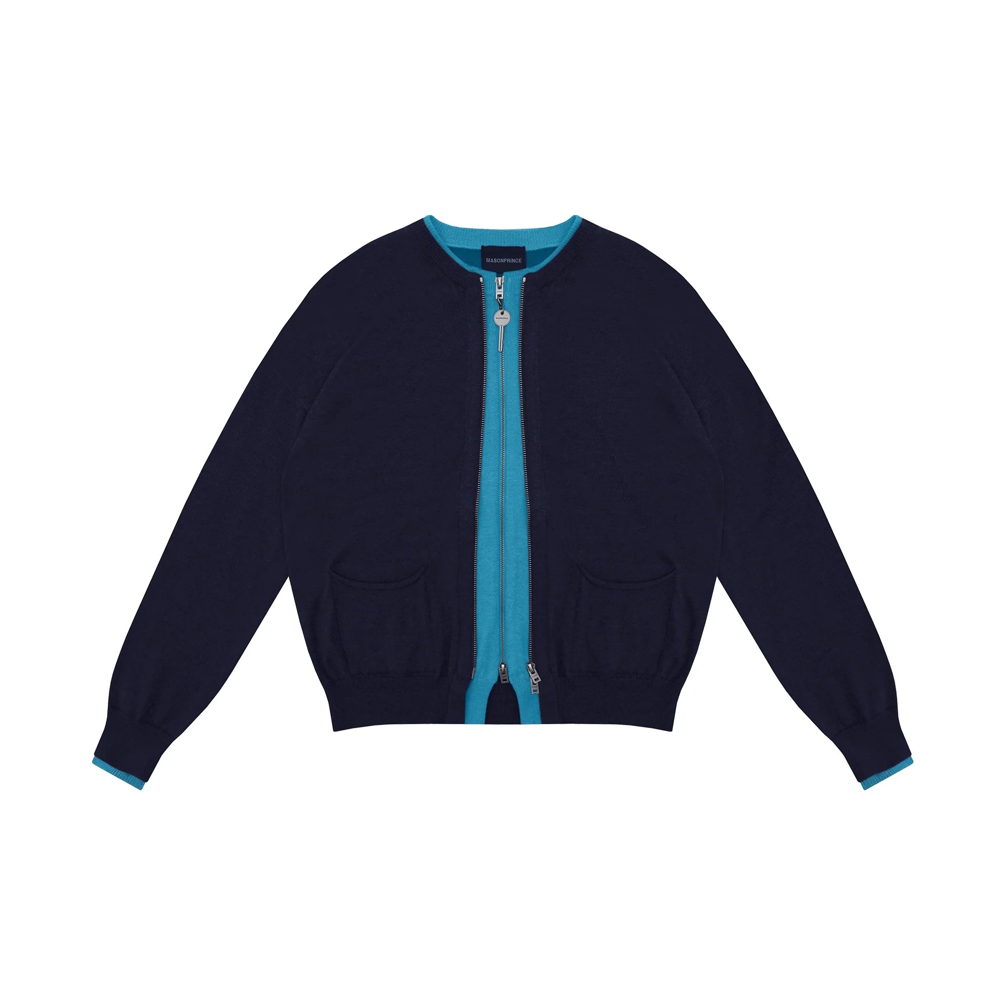 MASONPRINCE Autumn Wool Two-Tone Zip-Up Cardigan Set