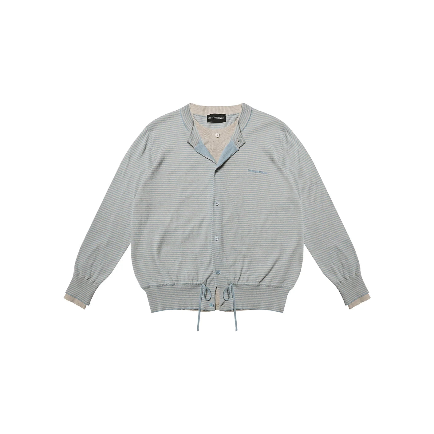 MASONPRINCE Striped Faux Two-Piece Knit Cardigan