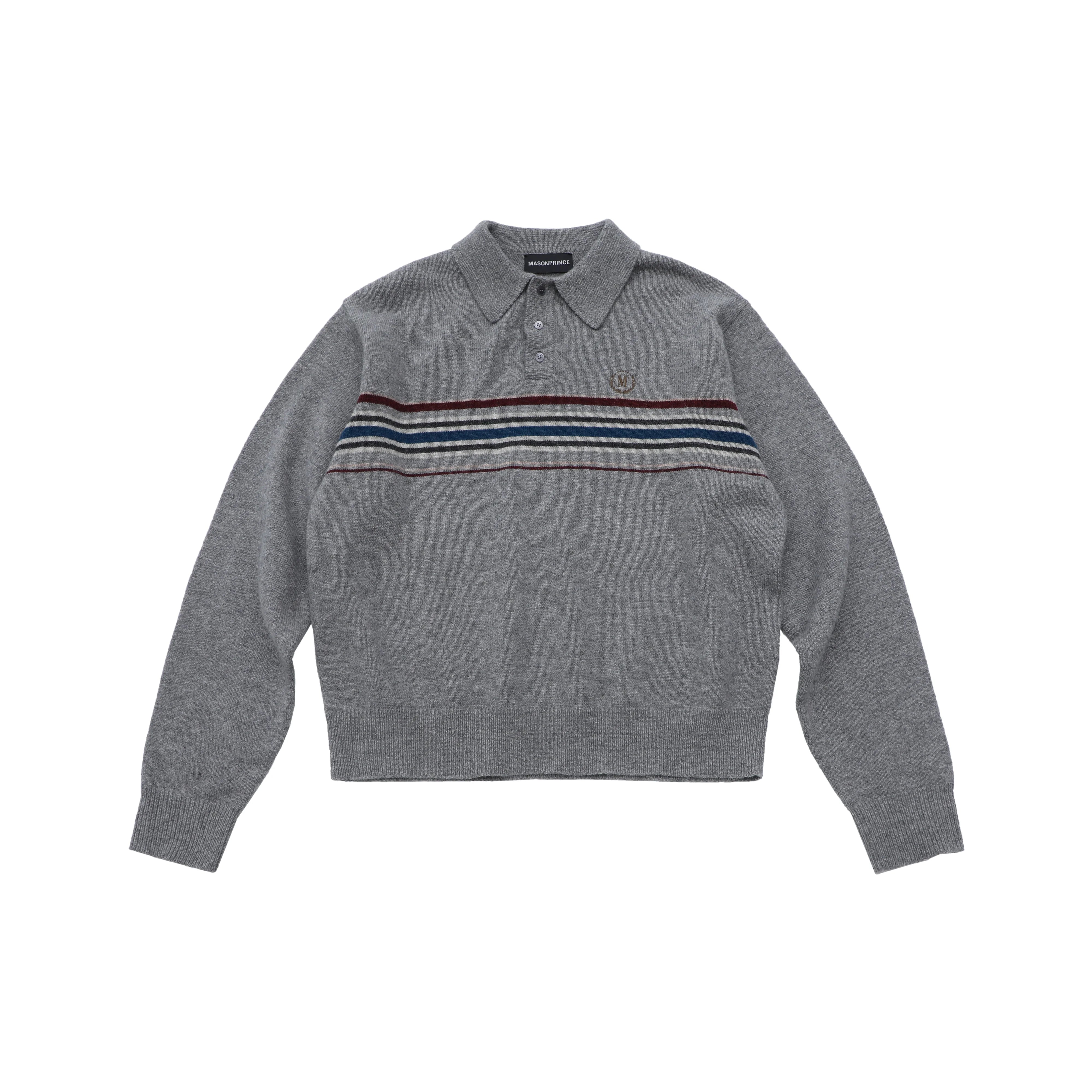 MASONPRINCE Men's Retro Striped Henley Wool Sweater