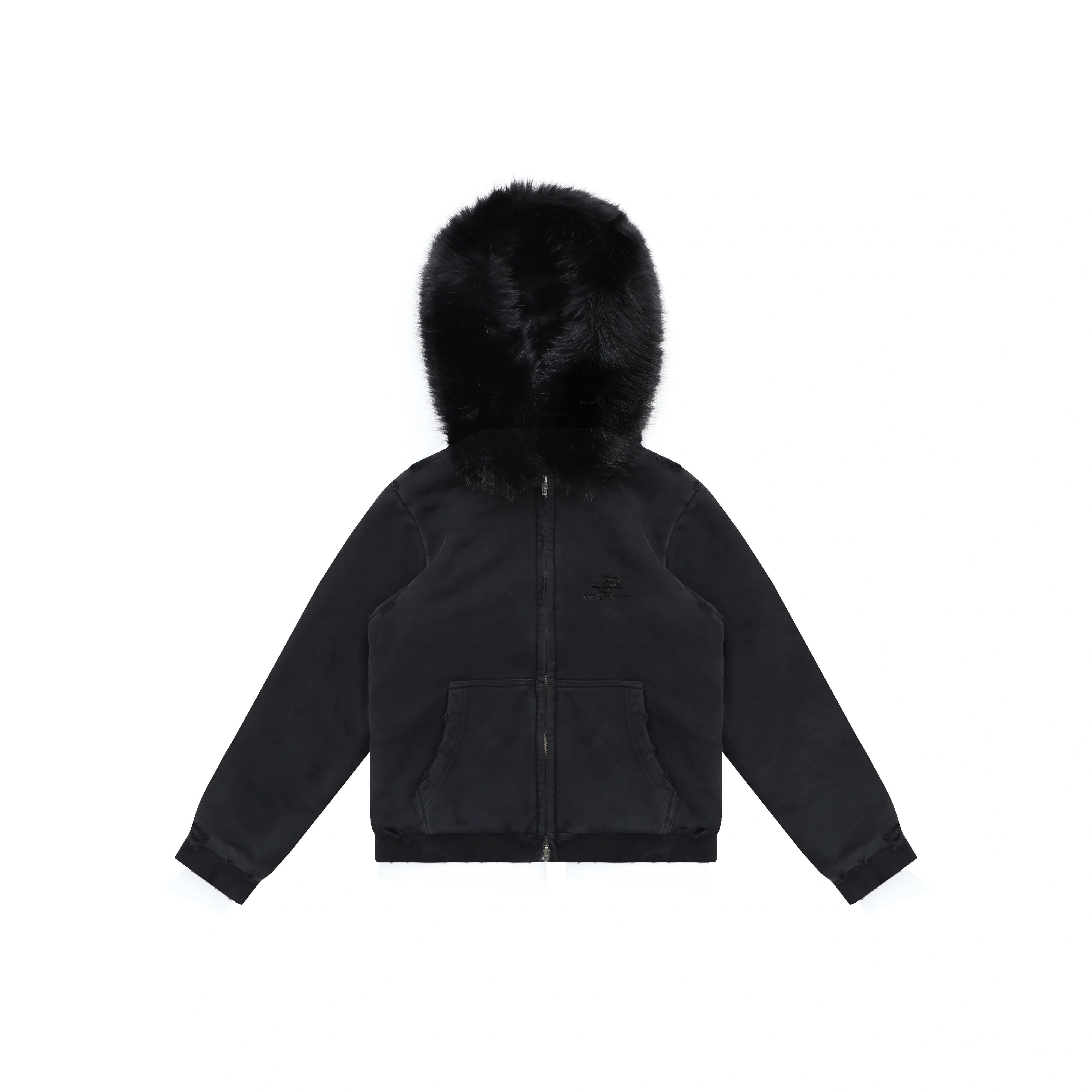 MASONPRINCE Women's Faux Fur Collar Knit Fleece Bomber Jacket