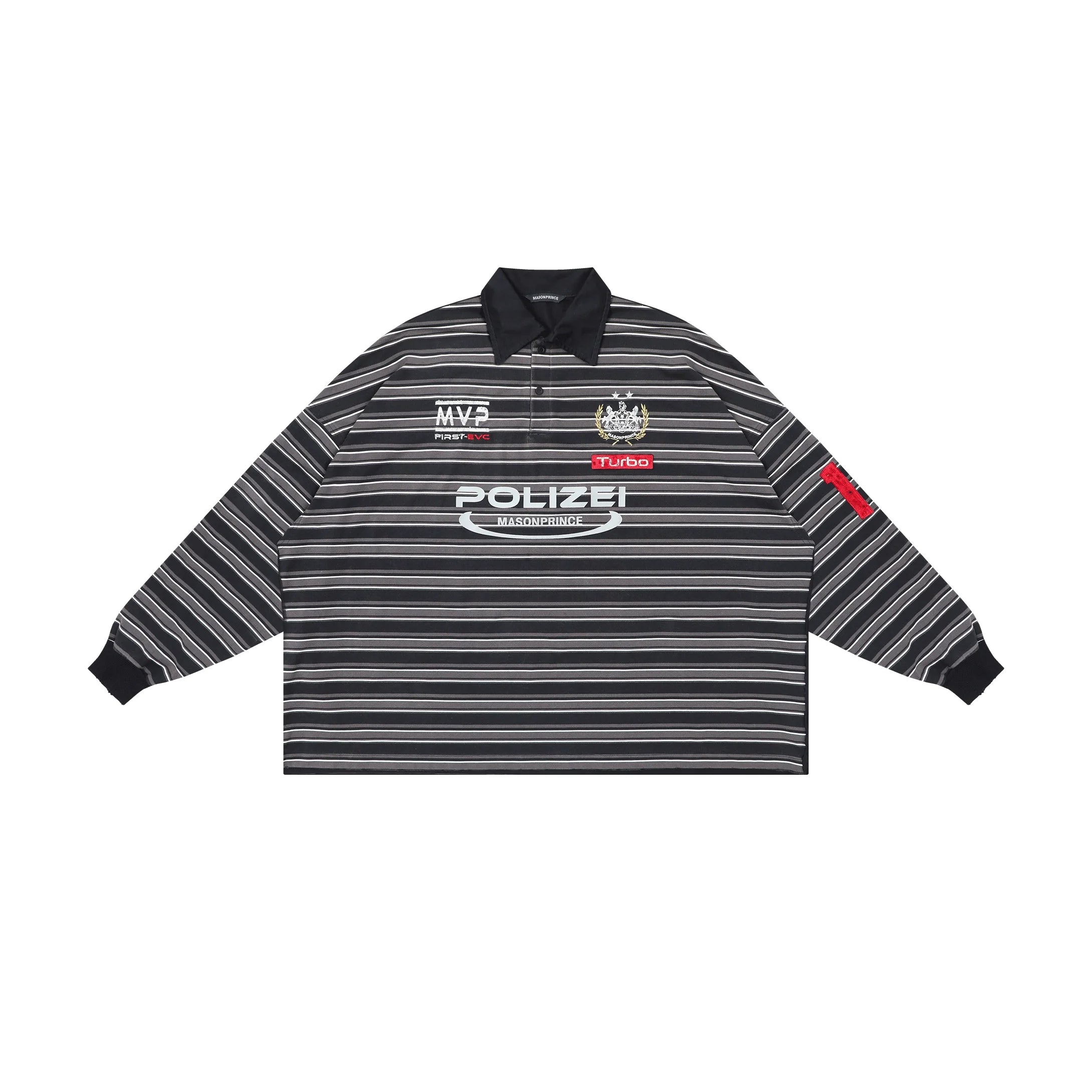 MASONPRINCE Striped Long Sleeve Rugby Polo Shirt
