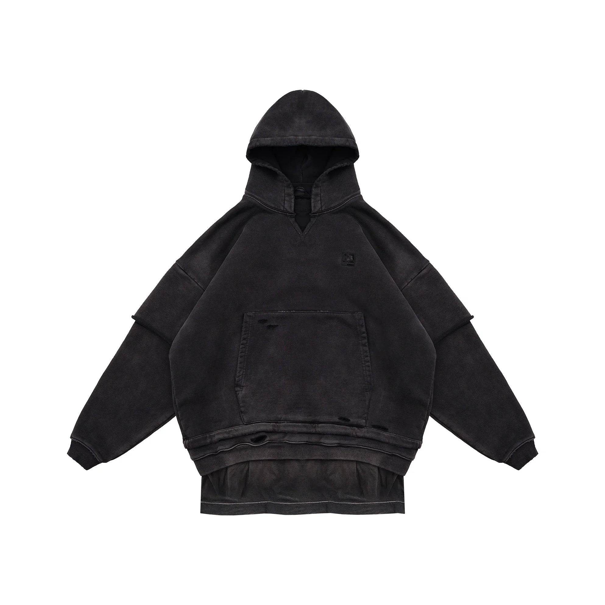 MASONPRINCE Men's Vintage Washed 3-in-1 Distressed Hoodie Tee