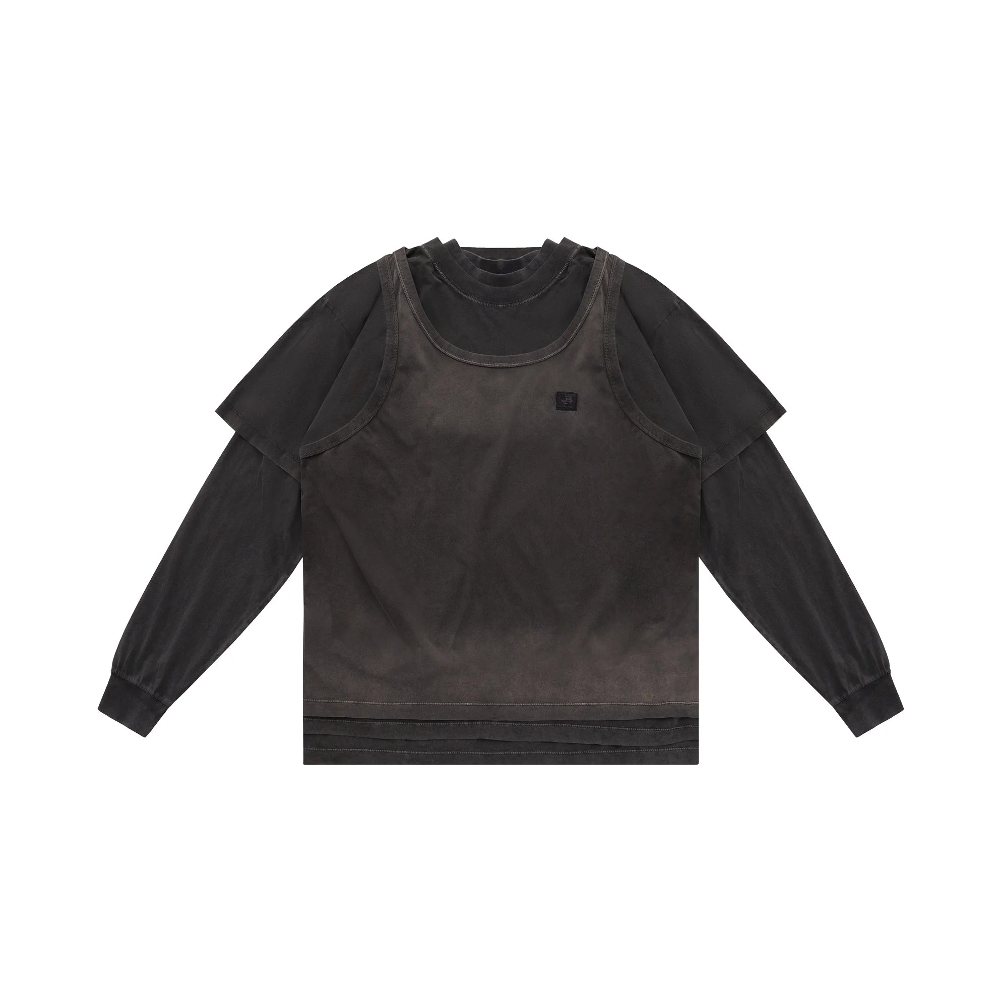 MASONPRINCE Men's Vintage Washed 3-in-1 Distressed Hoodie Tee