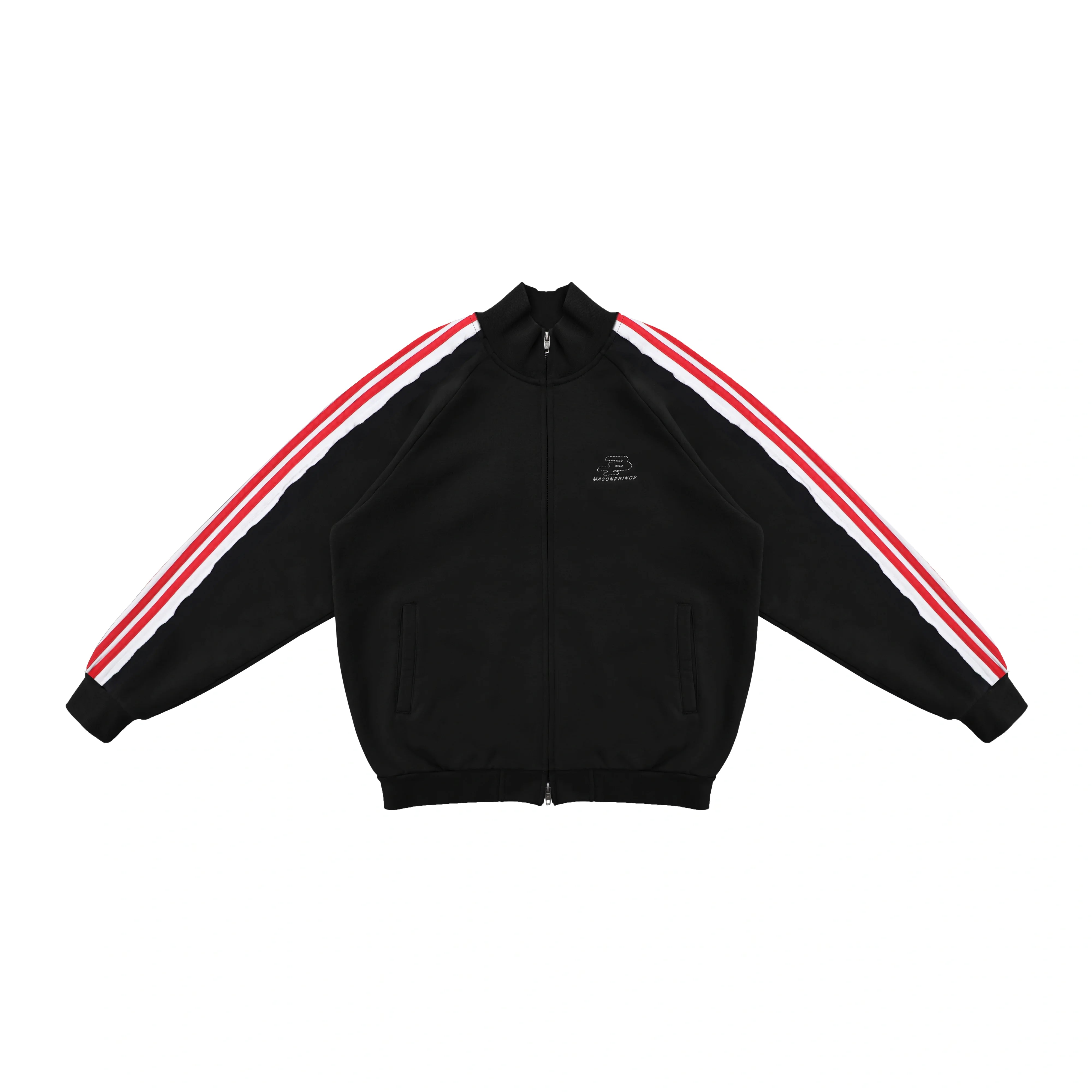 MASONPRINCE Raw Edge Colorblock Four-Stripe Sweatshirt and Sweatpants Set