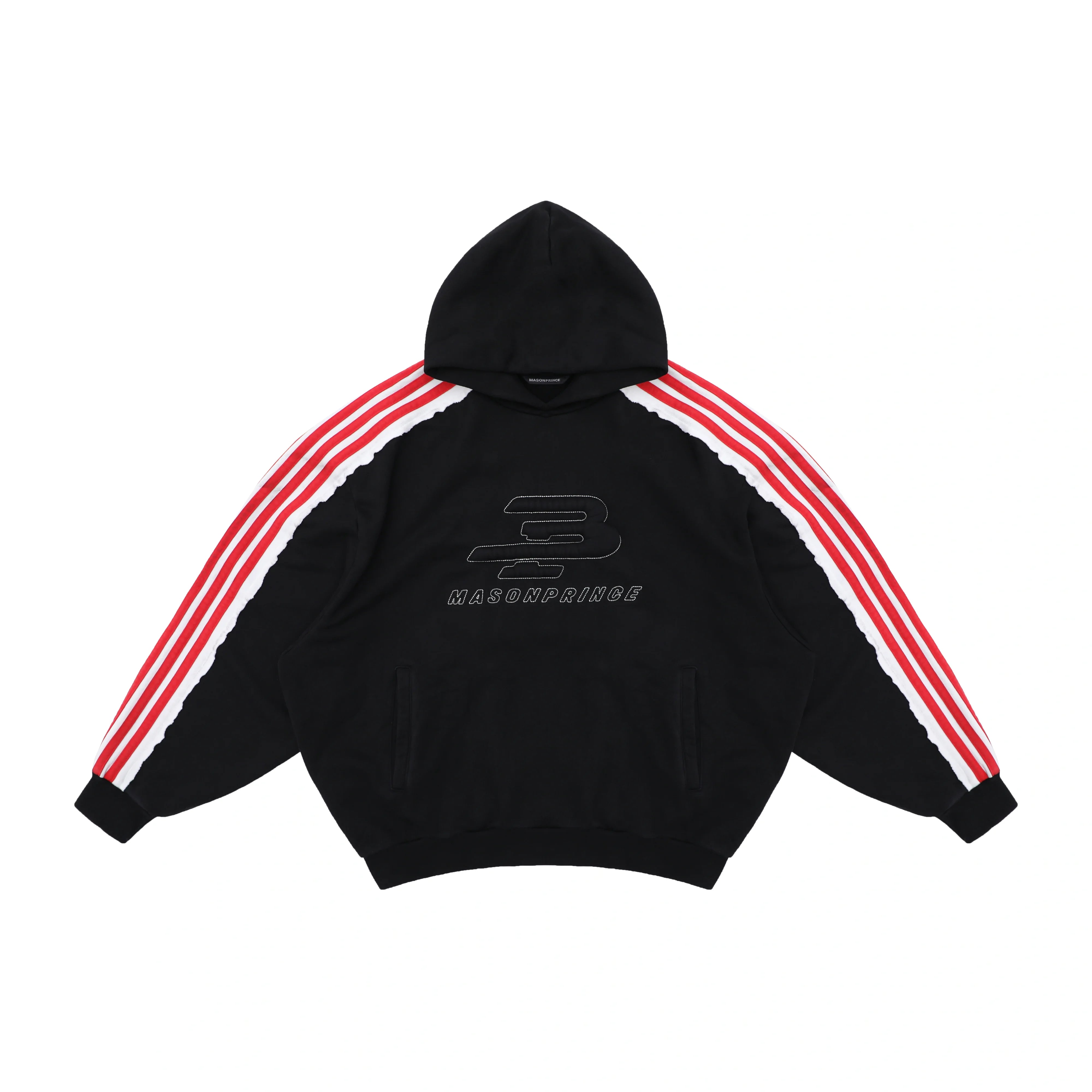 MASONPRINCE Raw Edge Colorblock Four-Stripe Sweatshirt and Sweatpants Set