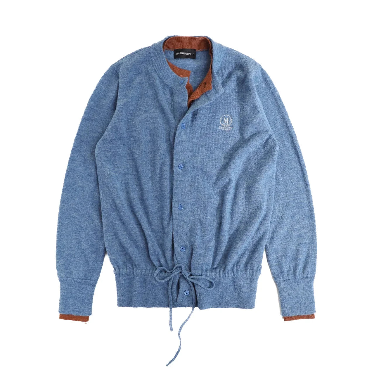 MASONPRINCE Retro Colorblock Wool-Blend Cardigan with Faux Two-Piece Design