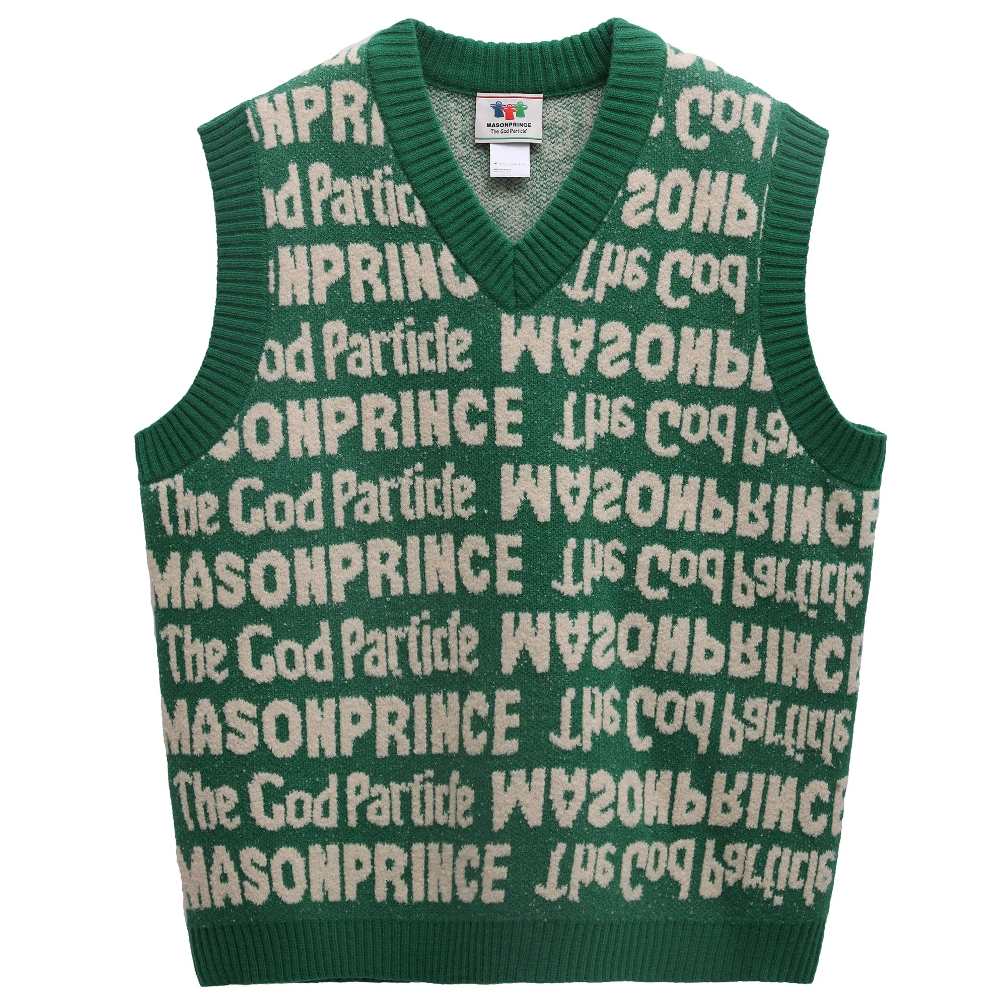 MASONPRINCE Text Graphic V-Neck Knit Vest