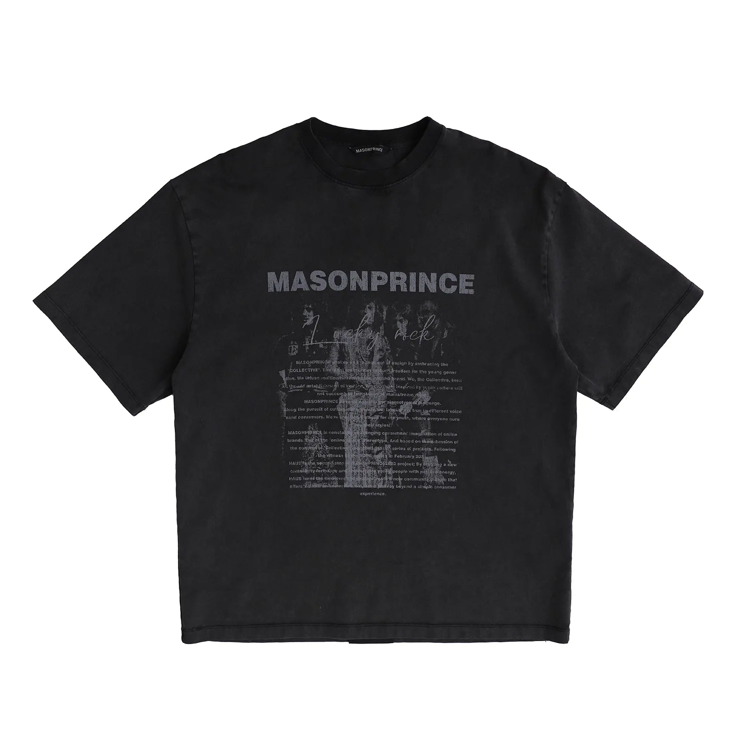 MASONPRINCE Men's Washed Graphic Crew Neck T-Shirt