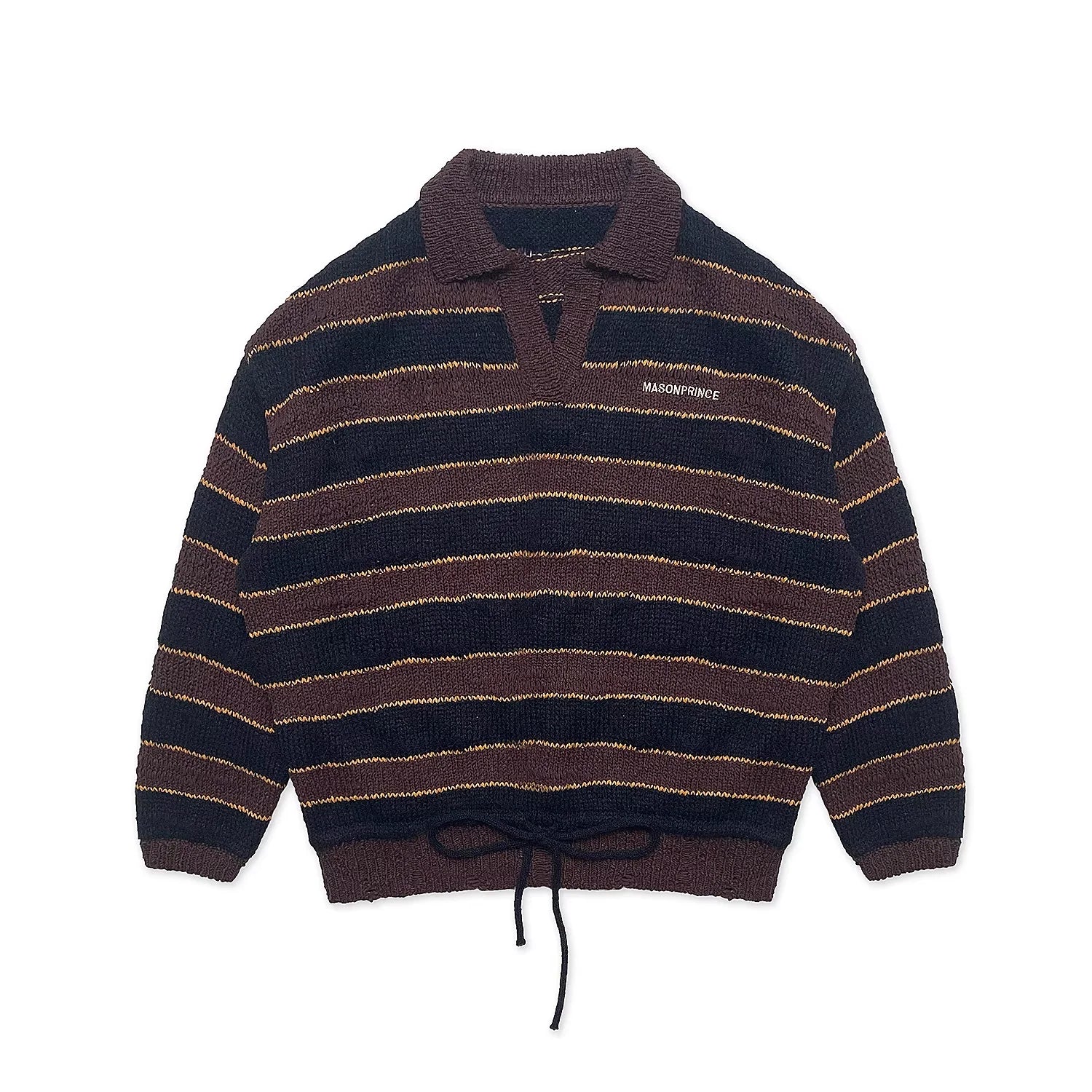 MASONPRINCE Men's Striped Colorblock Knit Polo Sweater