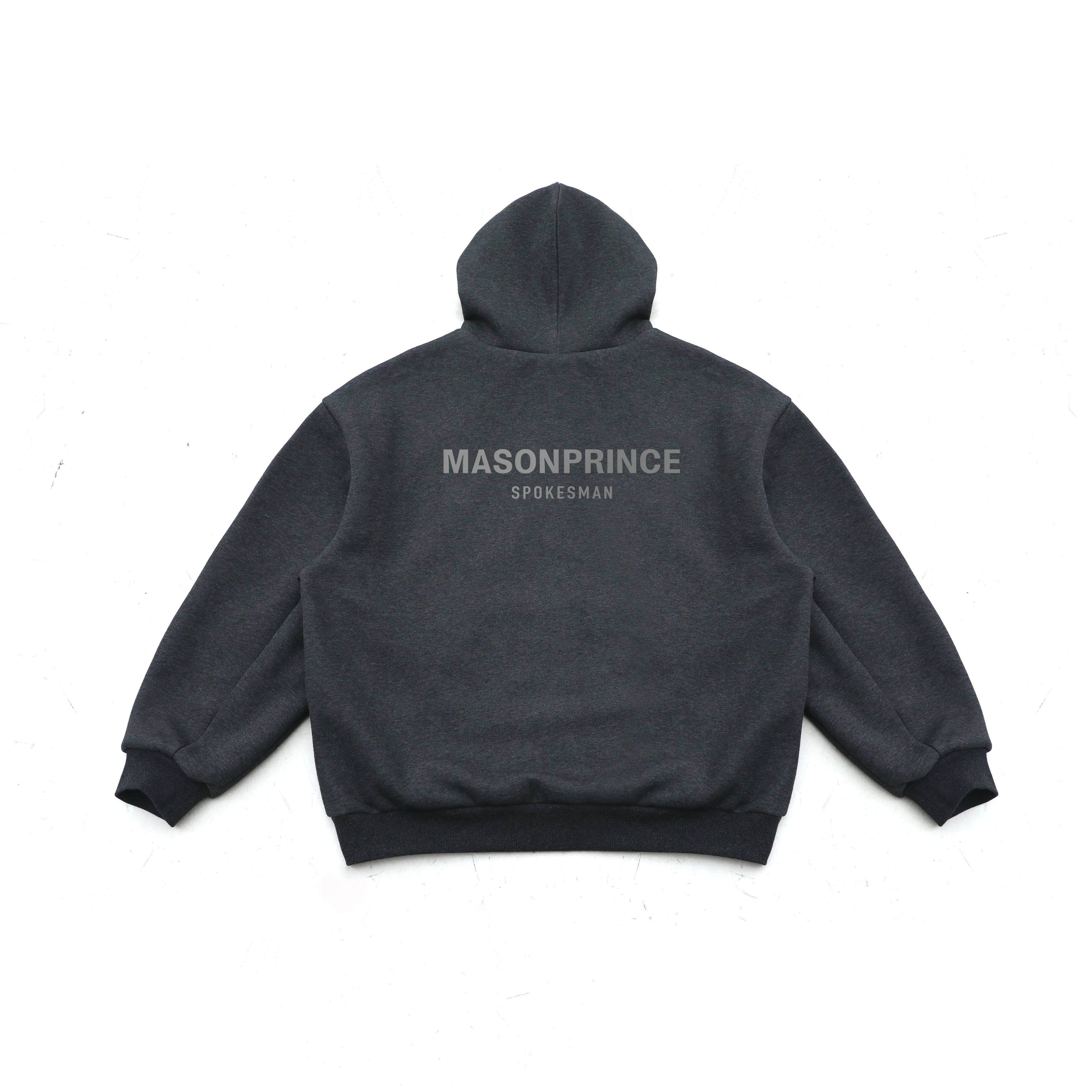 MASONPRINCE Charcoal Gray Stand Collar Hoodie and Sweatpants Set