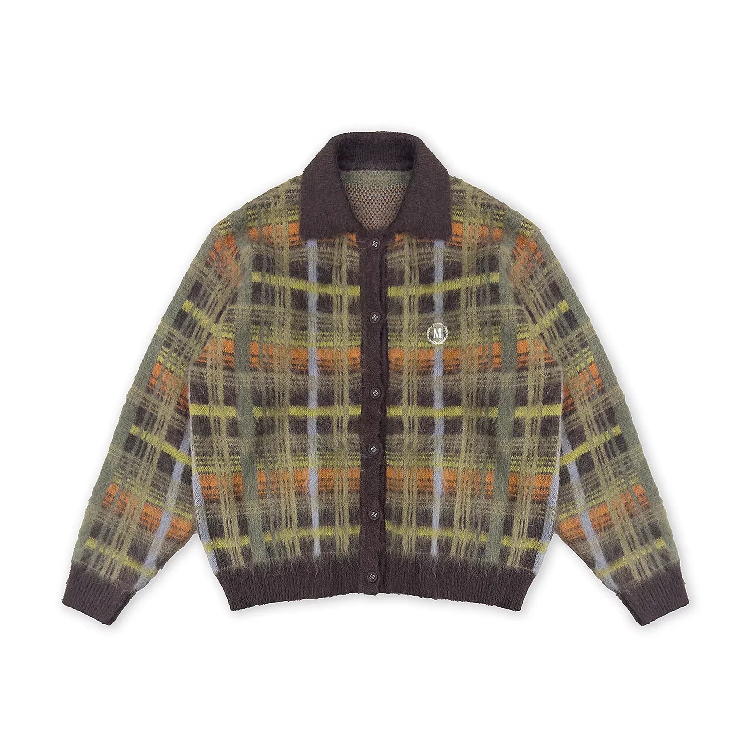 MASONPRINCE Men's Retro Plaid Wool Knit Cardigan Sweater