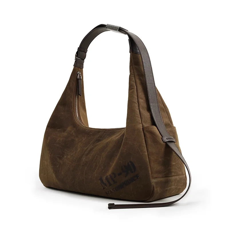 MASONPRINCE Waxed Canvas Crossbody Bag with Adjustable Leather Strap