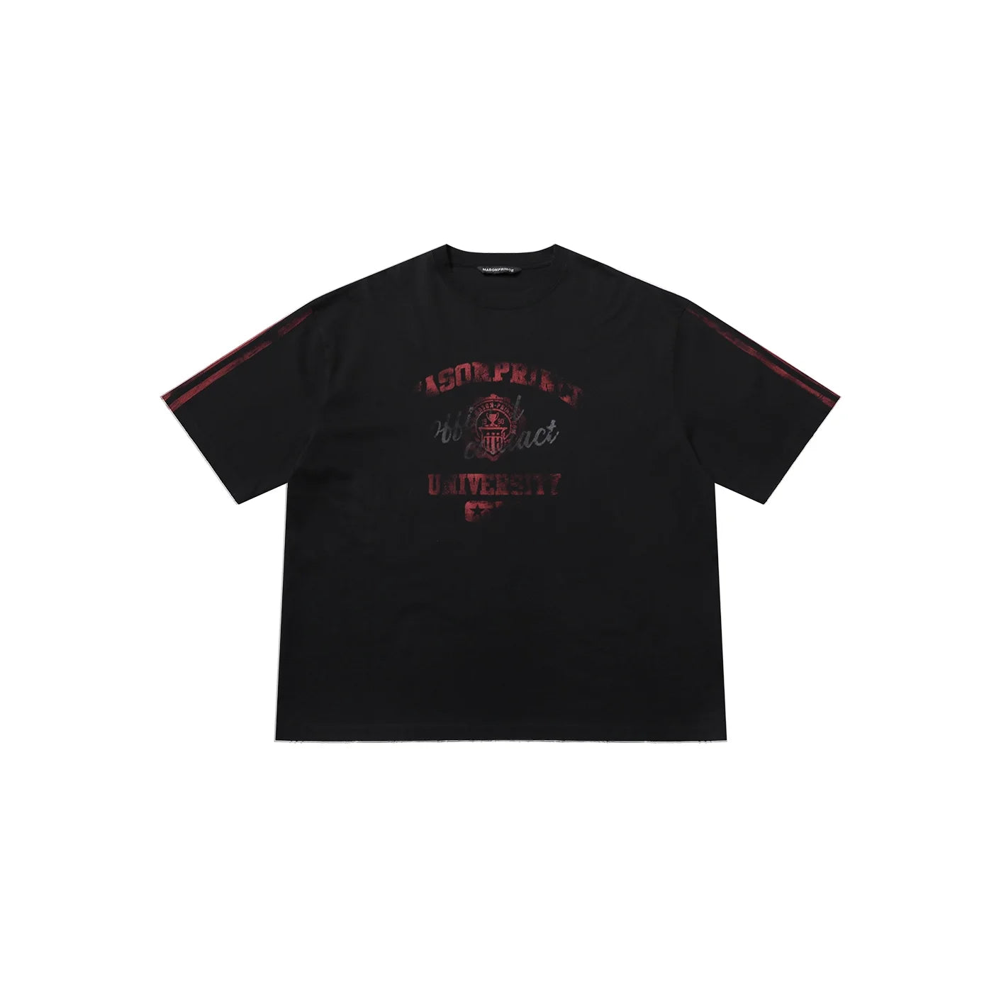 MASONPRINCE Men's Oversized Graphic Tee with Red Badge Print