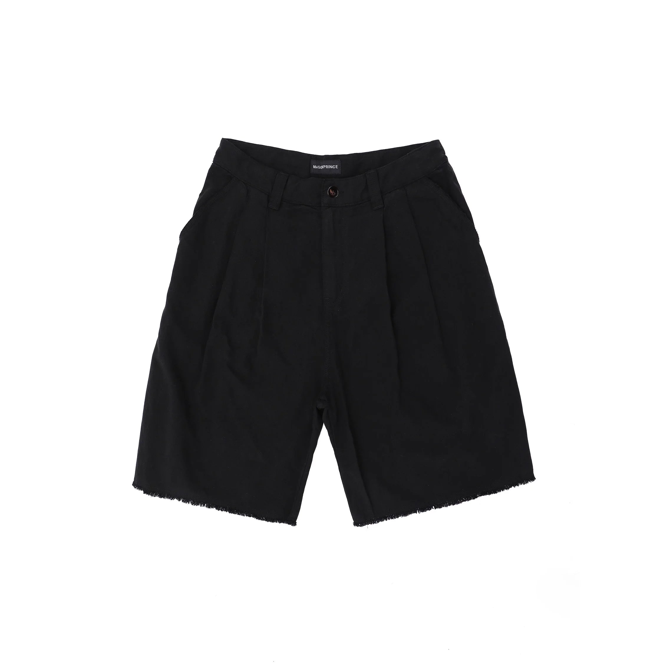 MASONPRINCE Tencel Linen Double-Pleated Raw Hem Shorts