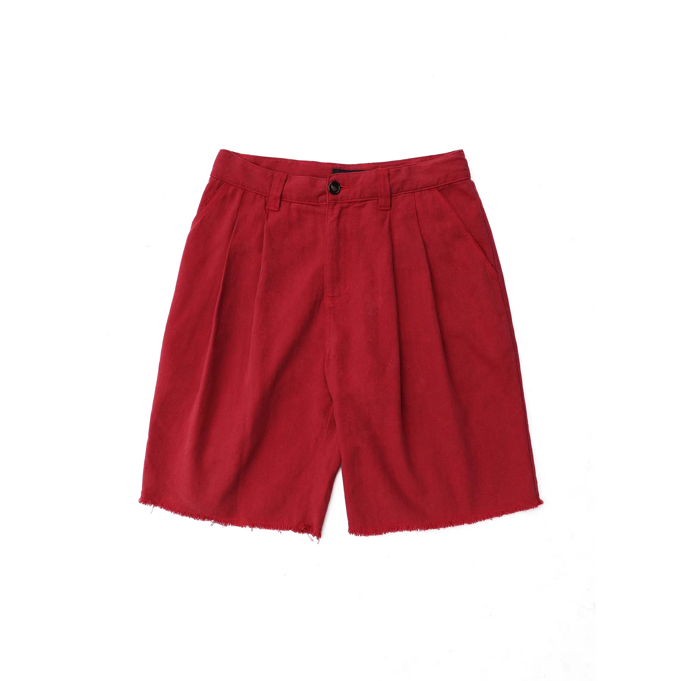 MASONPRINCE Tencel Linen Double-Pleated Raw Hem Shorts