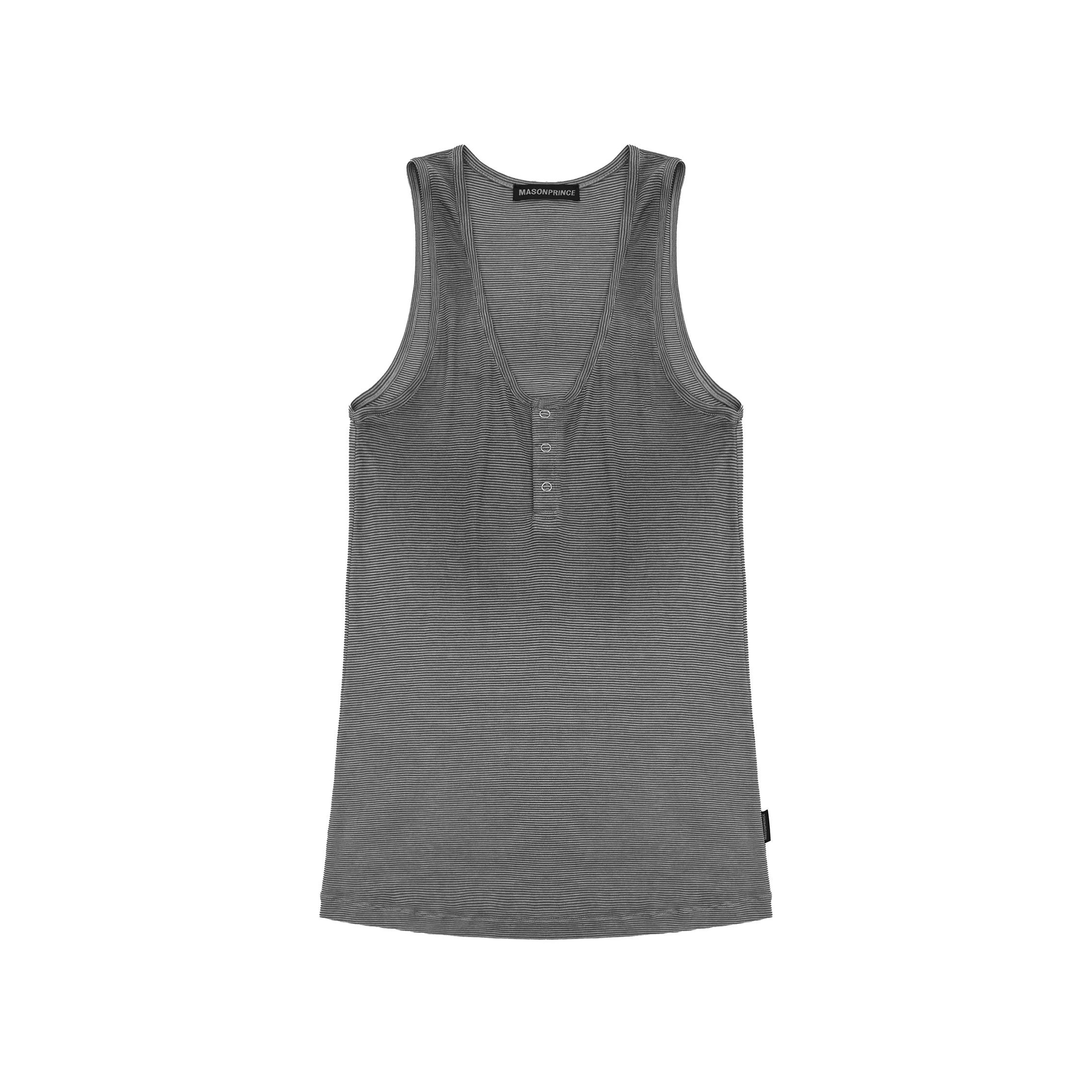 MASONPRINCE Men's Wool Tencel Striped Henley Tank Top