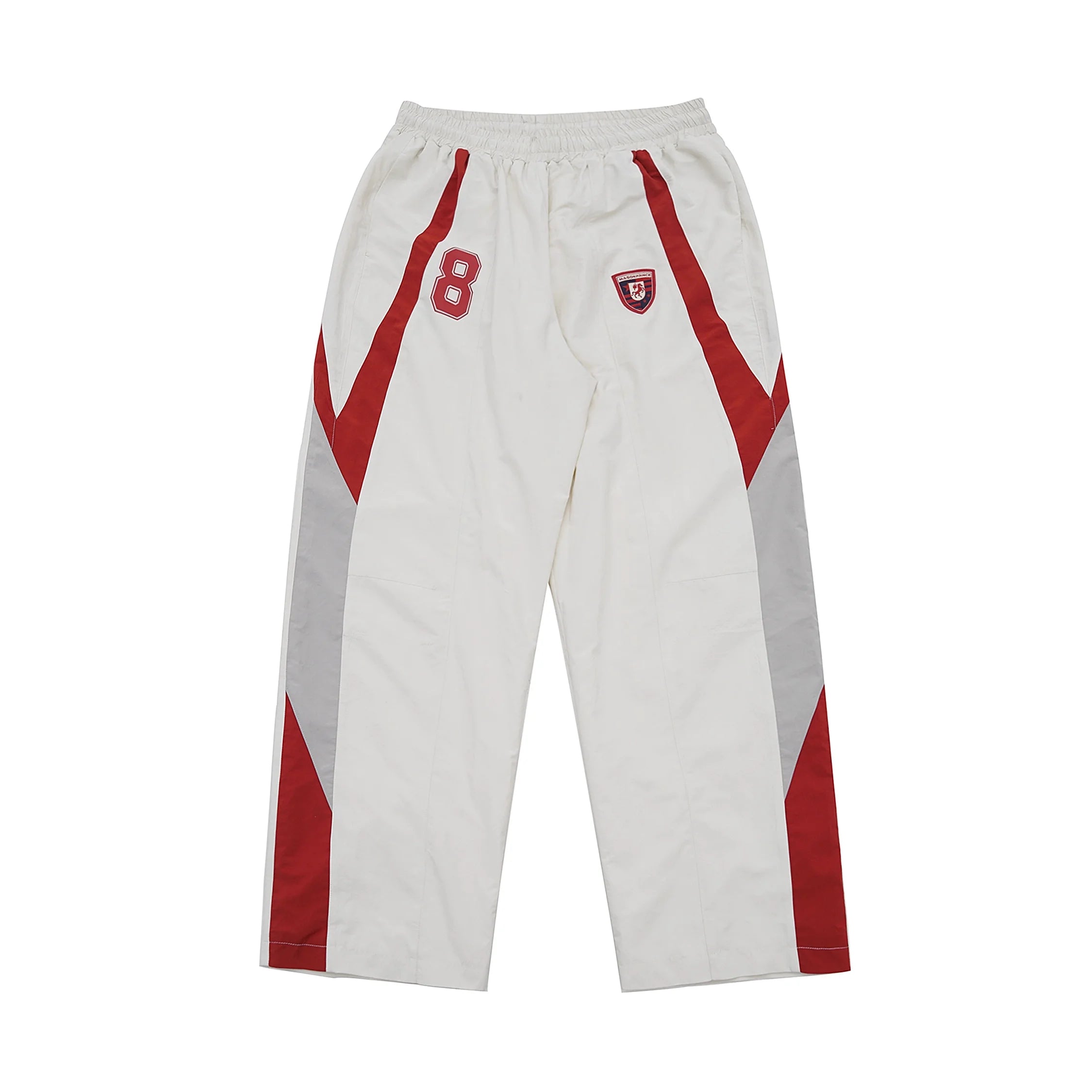 MASONPRINCE No. 8 Badge Elastic Waist Wide-Leg Track Pants