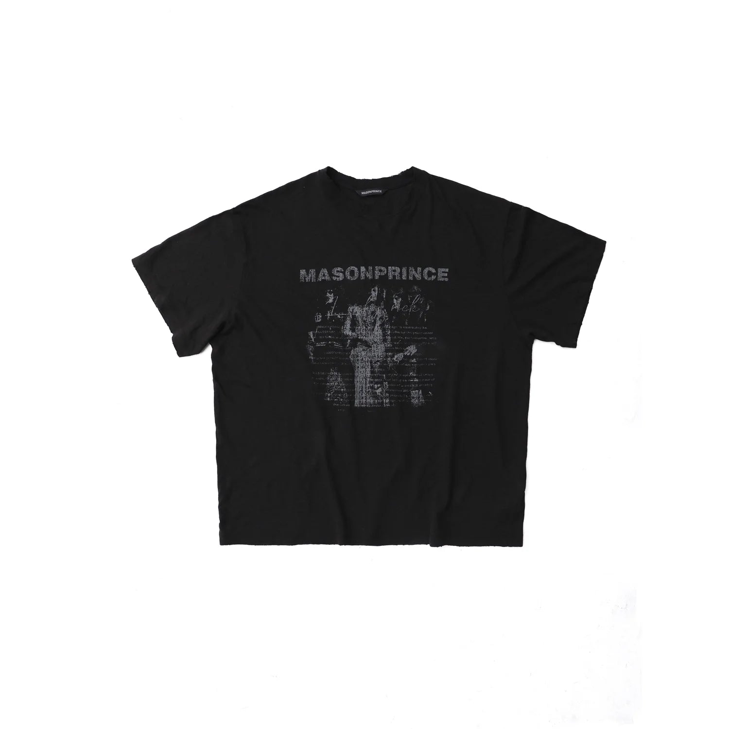 MASONPRINCE Men's Oversized Rock Print Linen Cotton T-Shirt