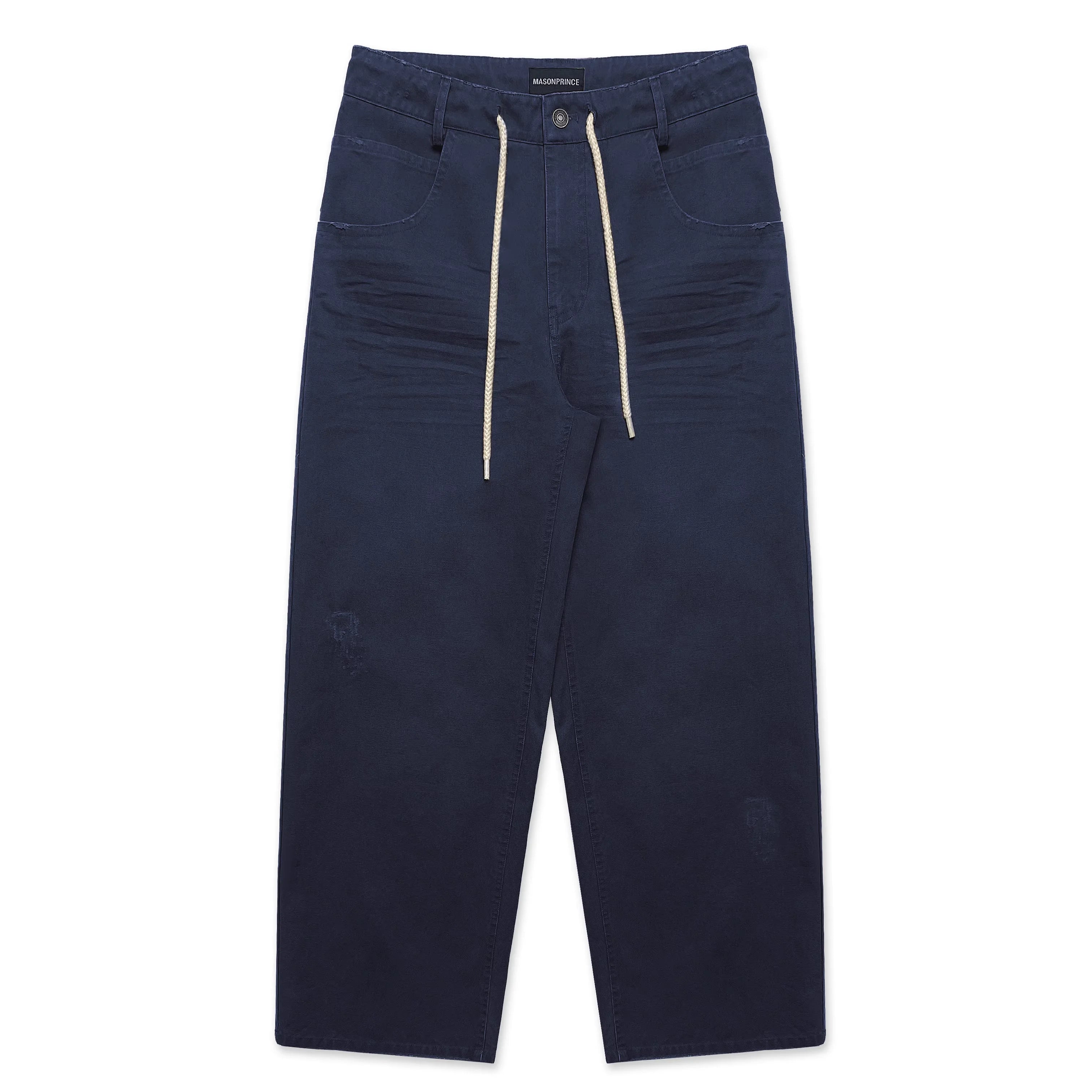 MASONPRINCE Men's Textured Cotton Pleated Wide-Leg Trousers