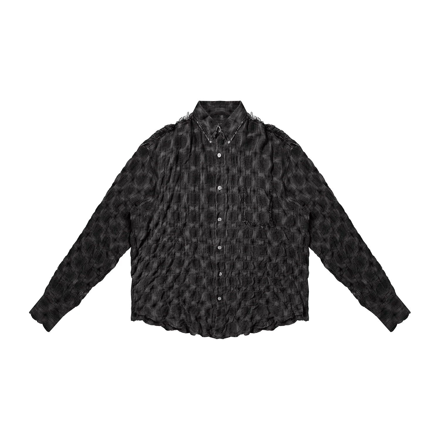 MASONPRINCE Distressed Plaid Seersucker Shirt