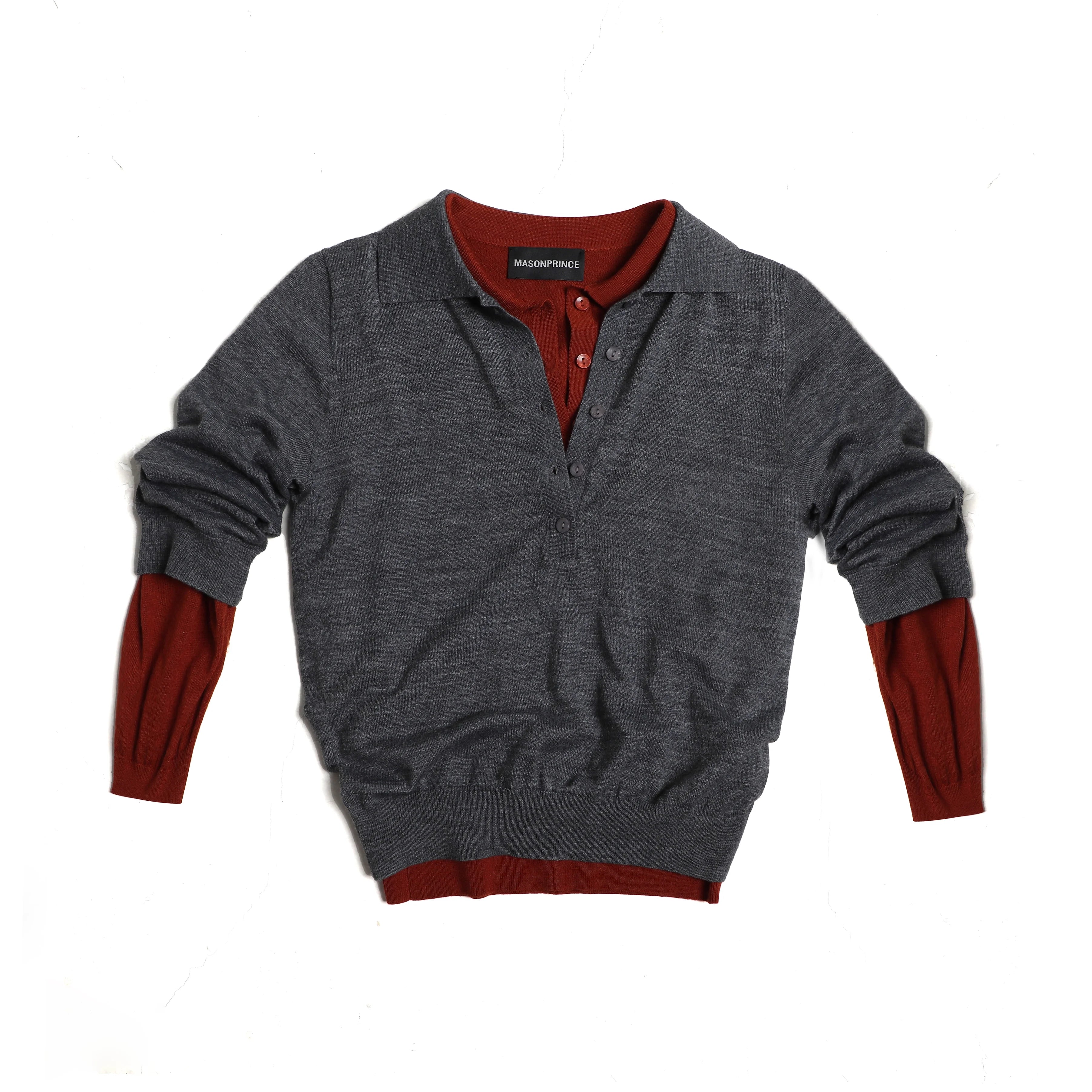 MASONPRINCE Colorblock Turquoise Knit Polo Shirt with Pink Accents