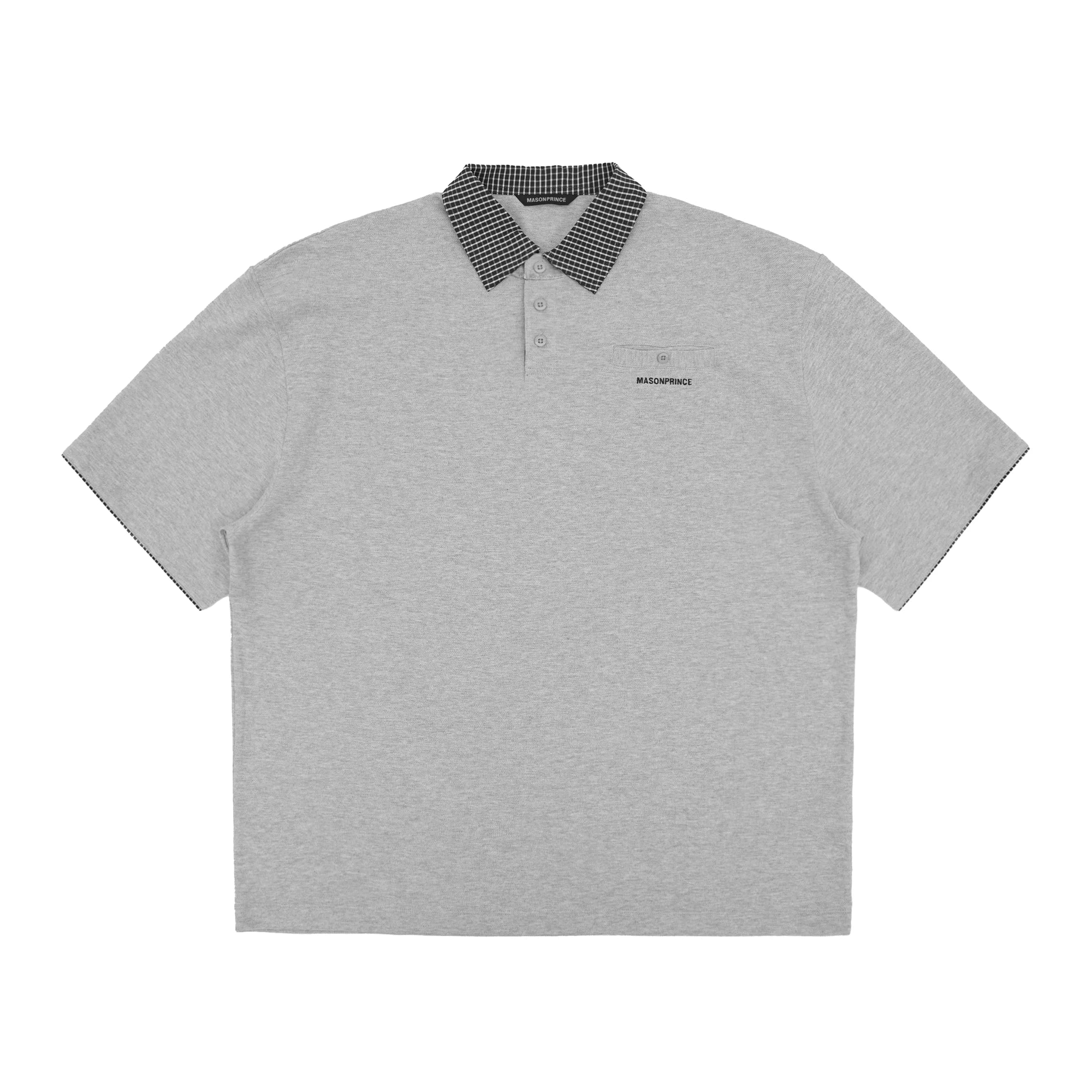MASONPRINCE Plaid-Trim Piqué Cotton Polo - Loose/Fitted Styles