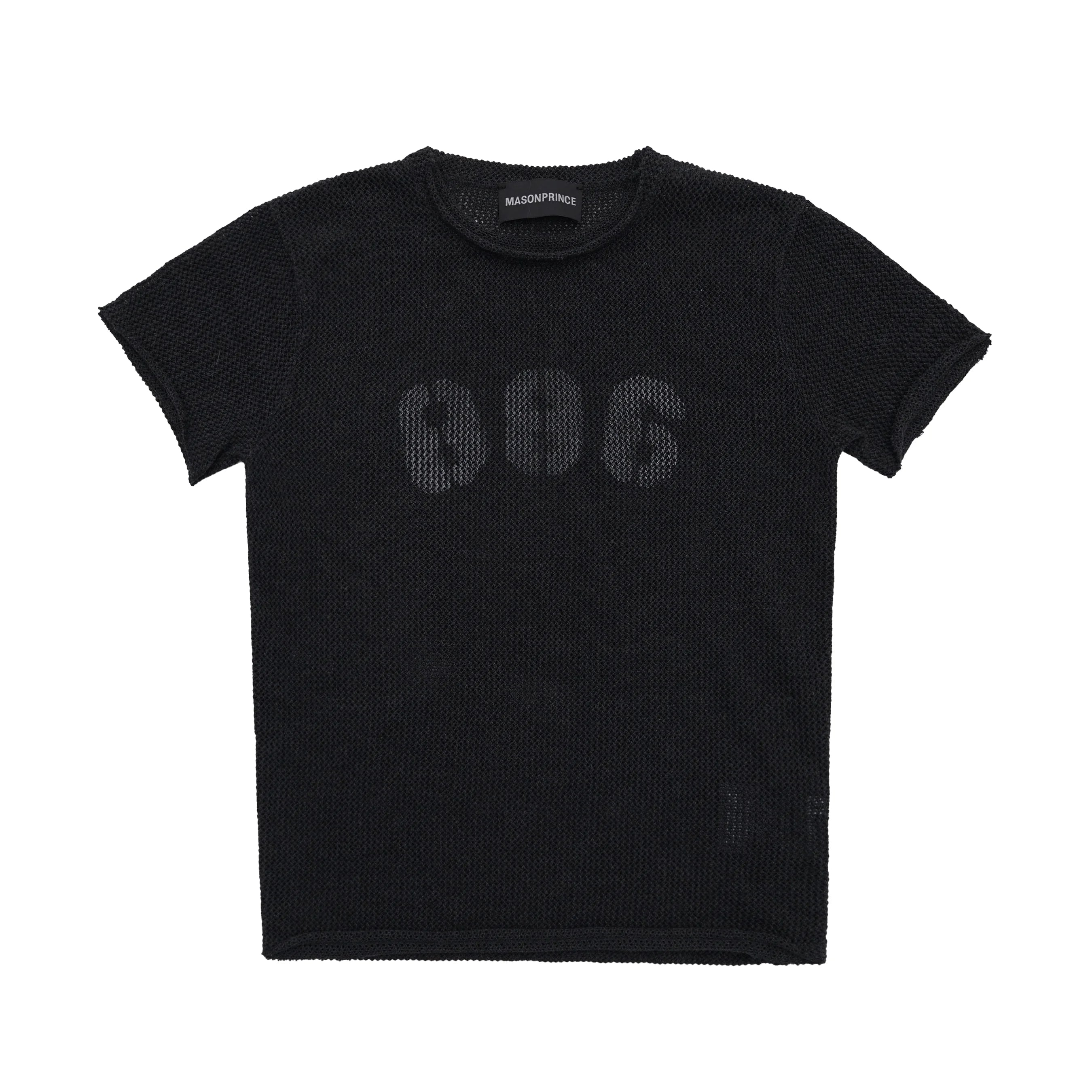 MASONPRINCE Distressed Slim Fit Mesh T-Shirt with Tonal '886' Graphic
