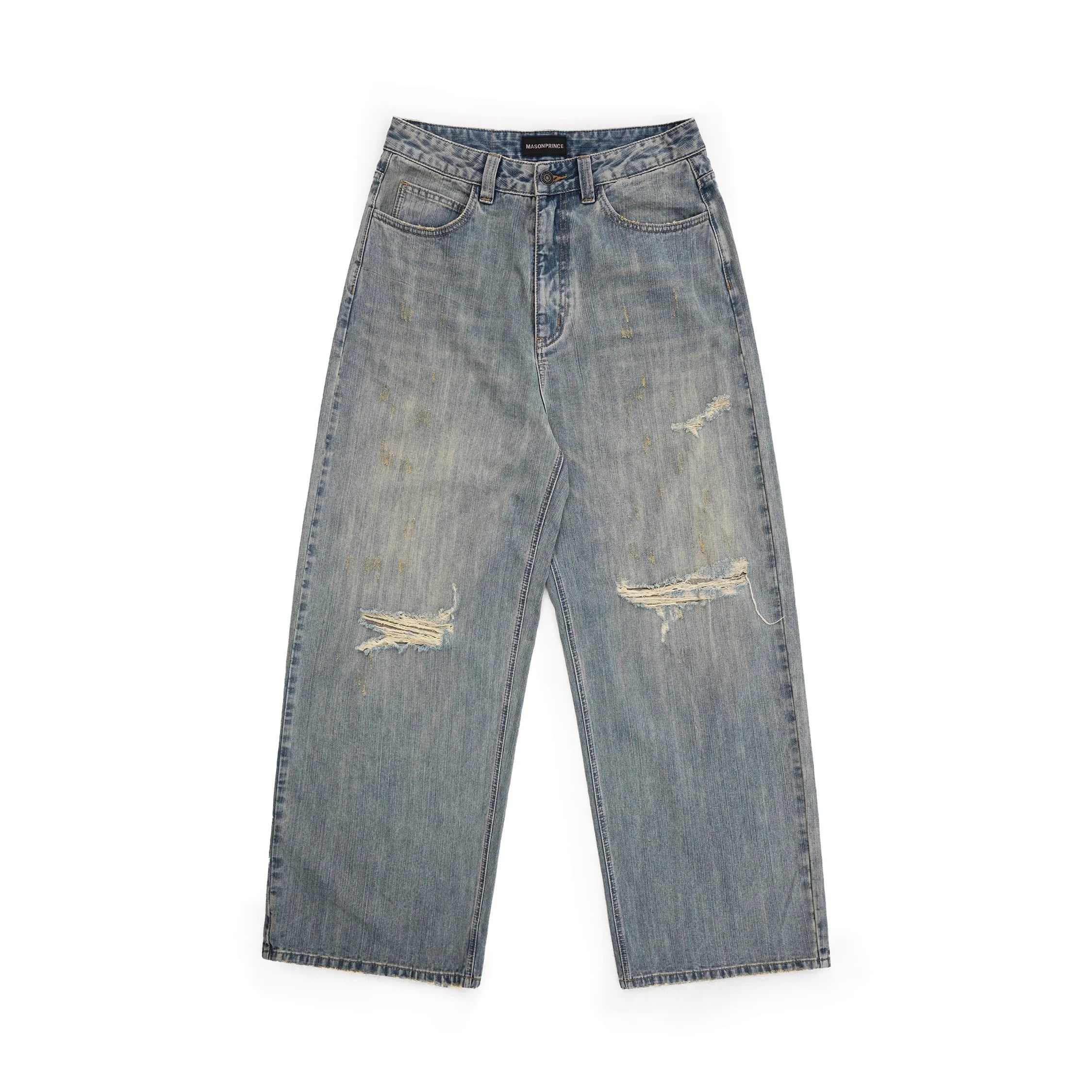 MASONPRINCE Women's Distressed Wide-Leg Jeans