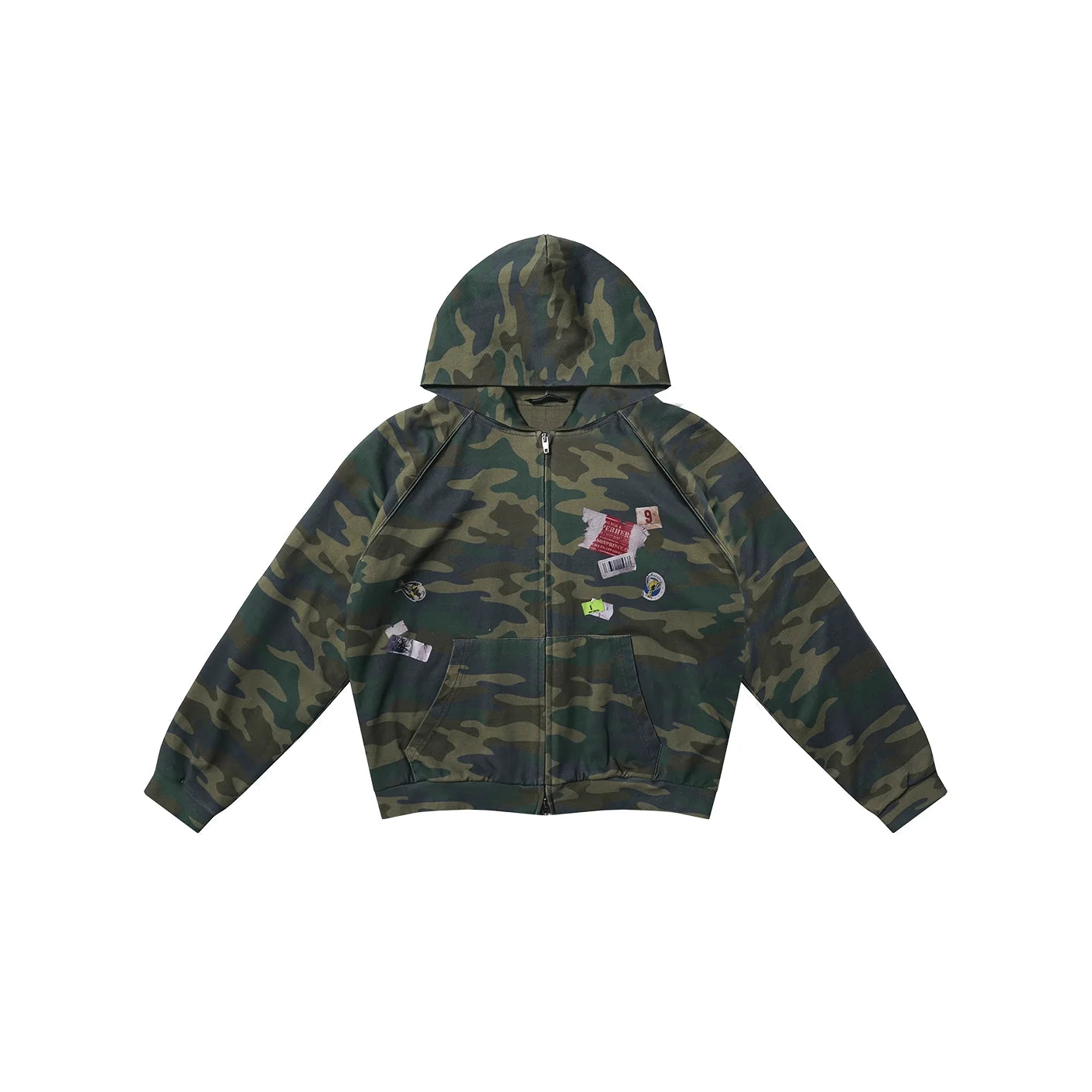MASONPRINCE 90s Camouflage Double-Layer Knit Hoodie Jacket