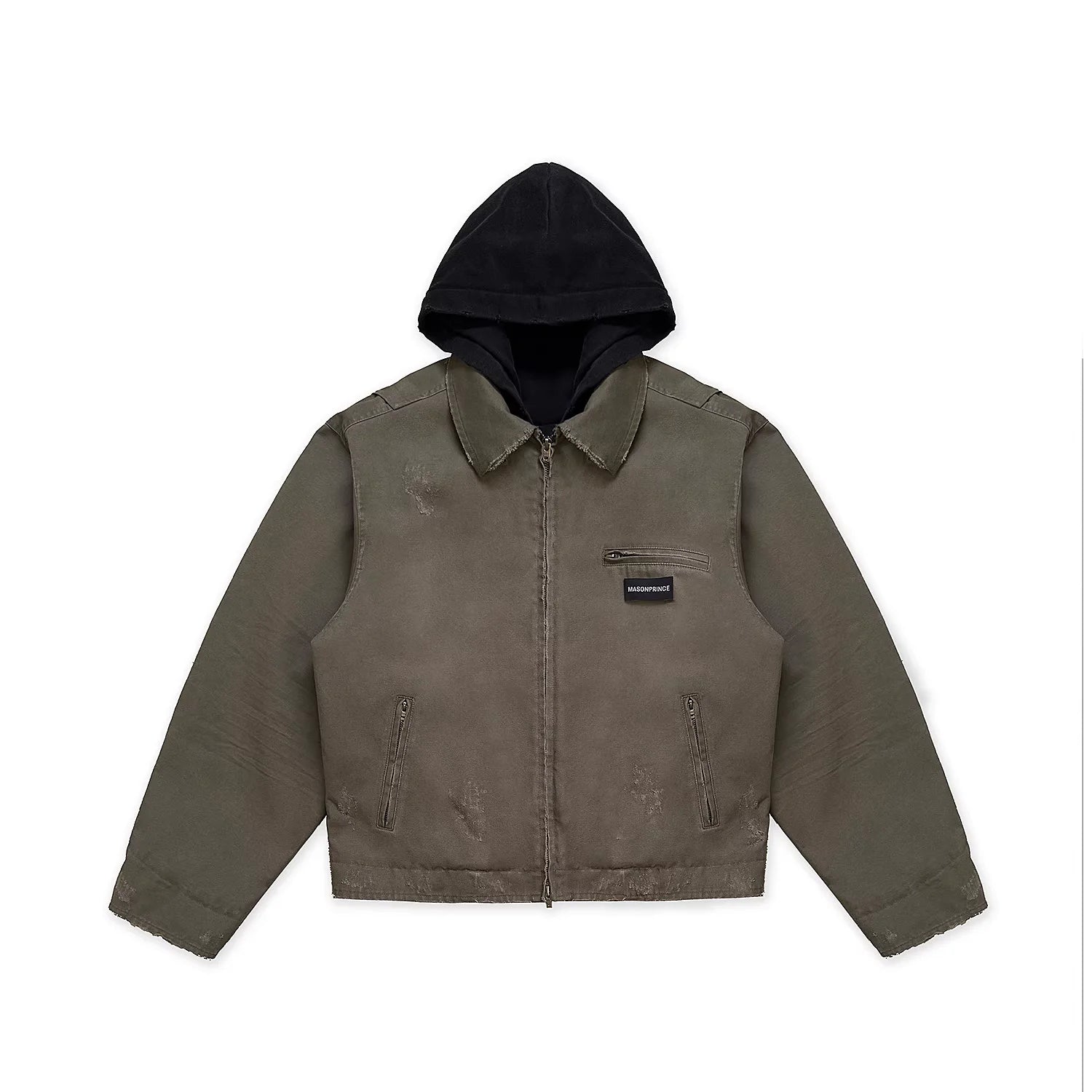 MASONPRINCE Men's Hooded Cotton Jacket with Layered Look