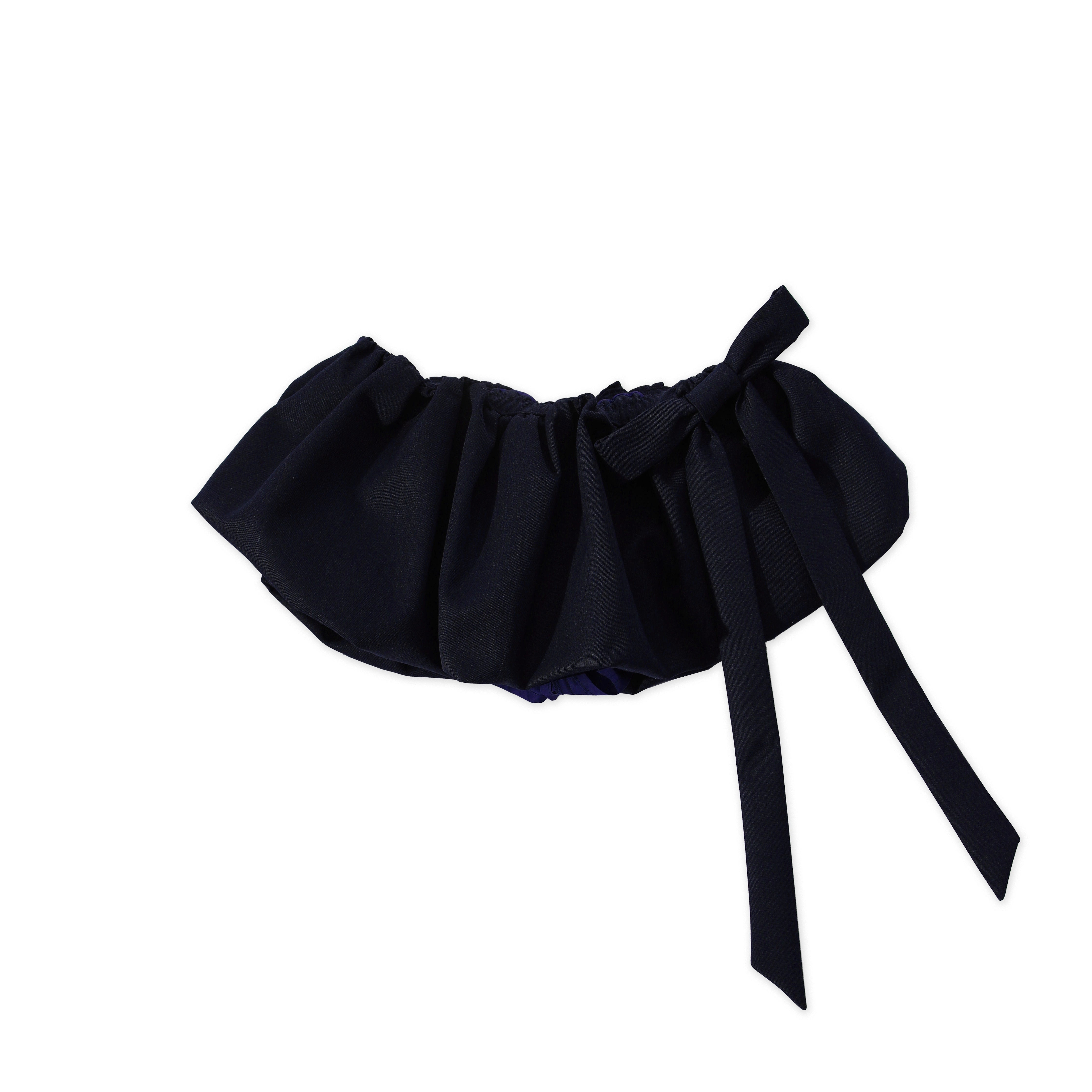 MoroMoro Retro Bow Midi Skirt in Navy Blue and Curry