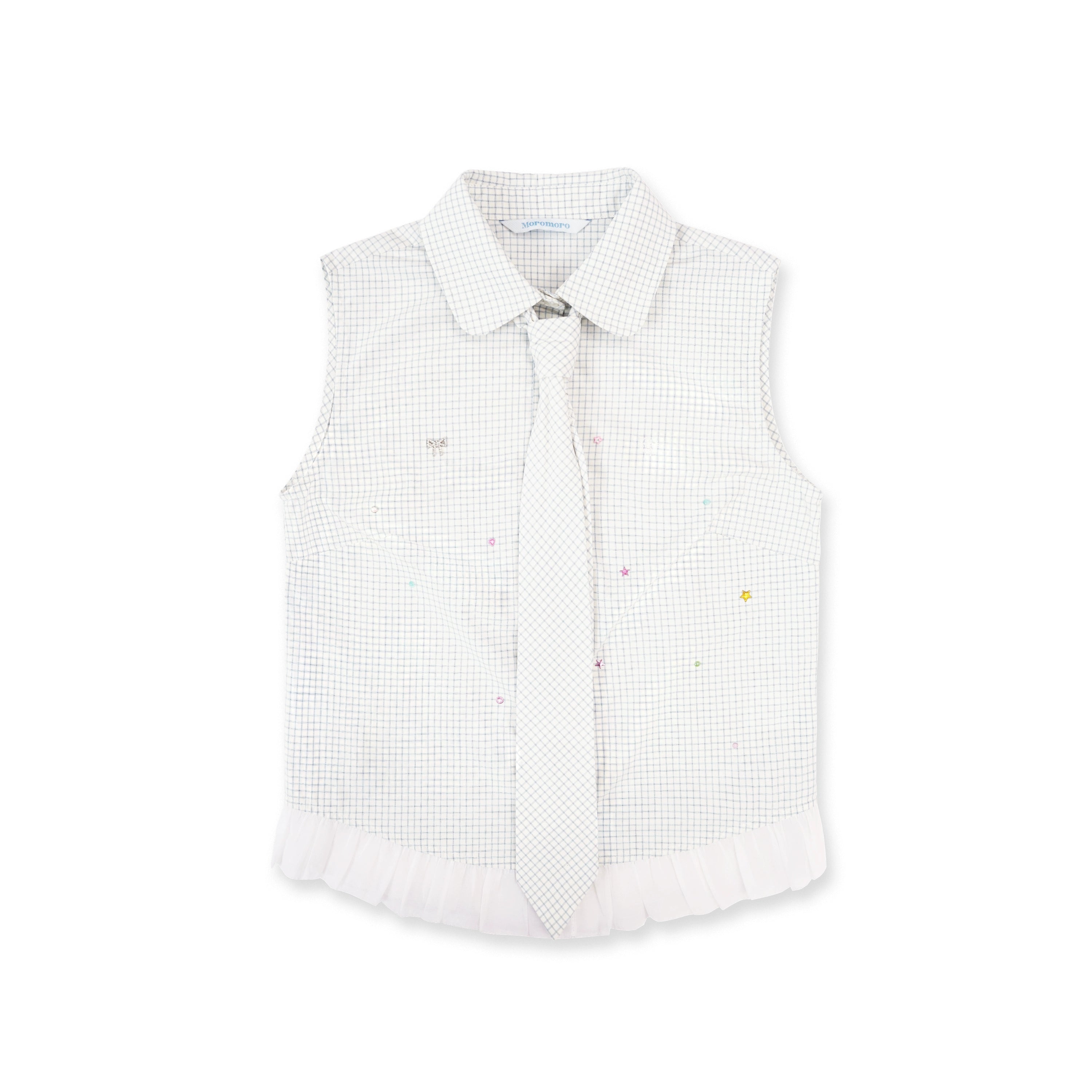 MoroMoro Summer Vintage Plaid Spliced Sleeveless Shirt Vest
